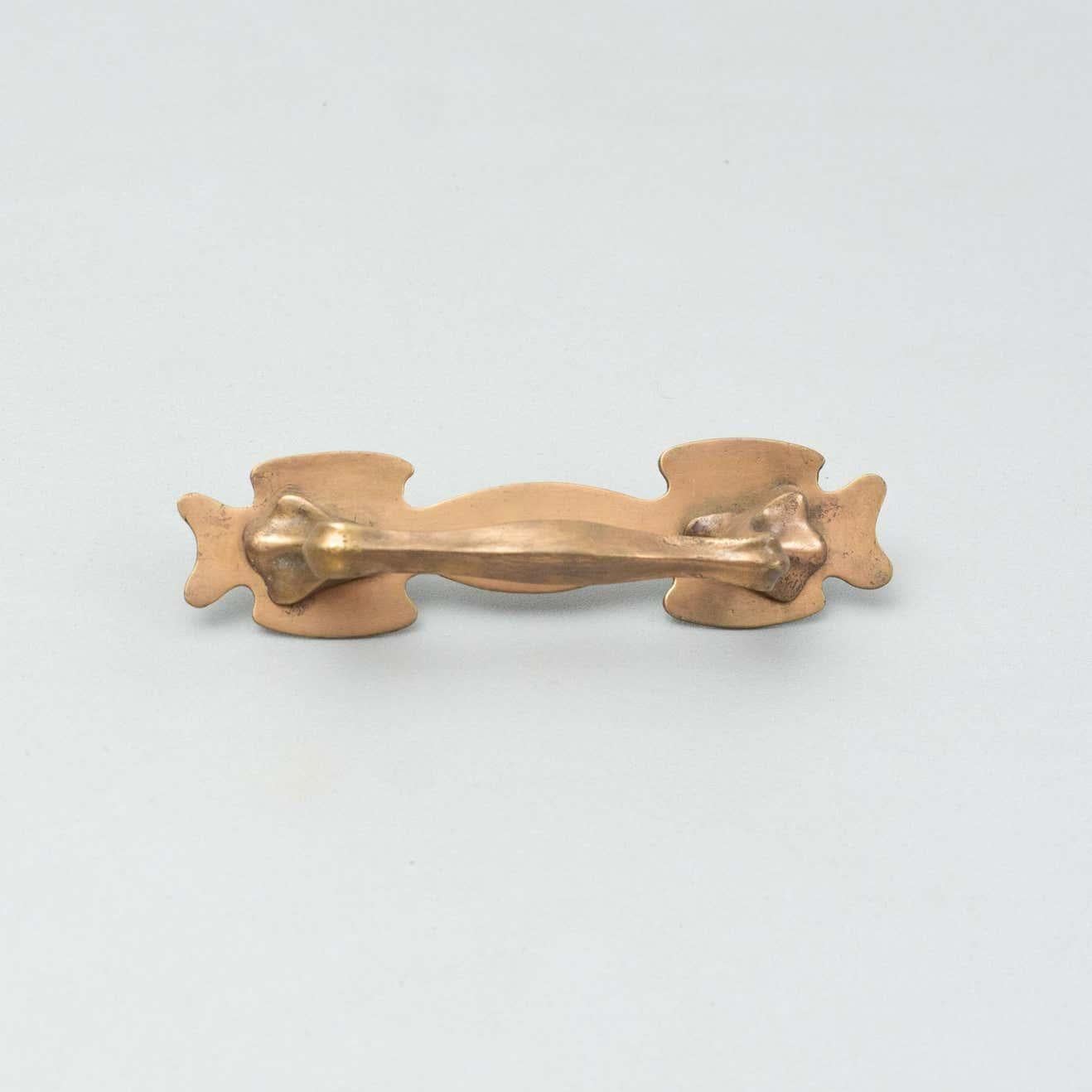 Antique Catalan Modernist Brass Handle and Peephole, circa 1930 In Good Condition For Sale In Barcelona, ES