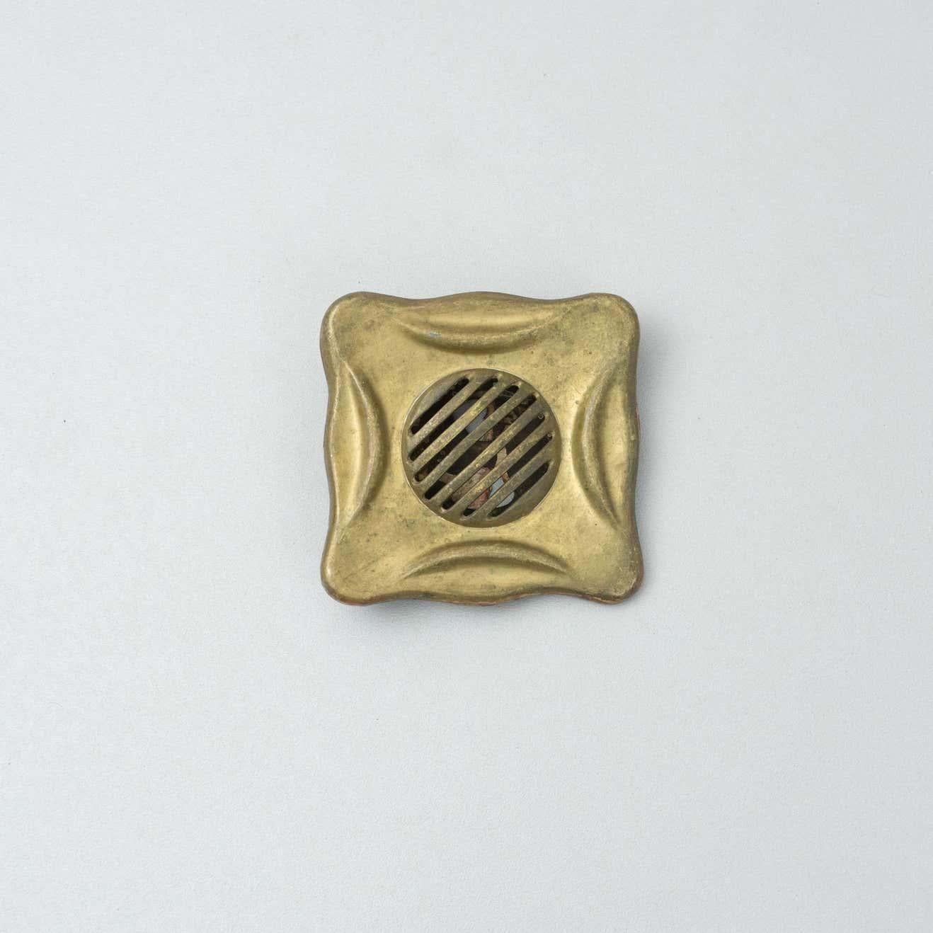Mid-20th Century Antique Catalan Modernist Brass Handle and Peephole, circa 1930 For Sale
