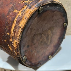 1800s Distressed Antique Box Leather and Red Silk