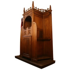 Antique Catholic Confessional from Liège, Solid Oak, Late 19th Century