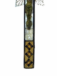 Antique Catholic Crucifix Inlay Work by Nun Monastery, Jerusalem