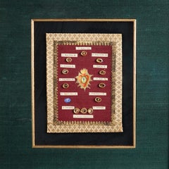 Antique Catholic Devotional Plaque with Sacred Heart & Saints, Framed, C1920