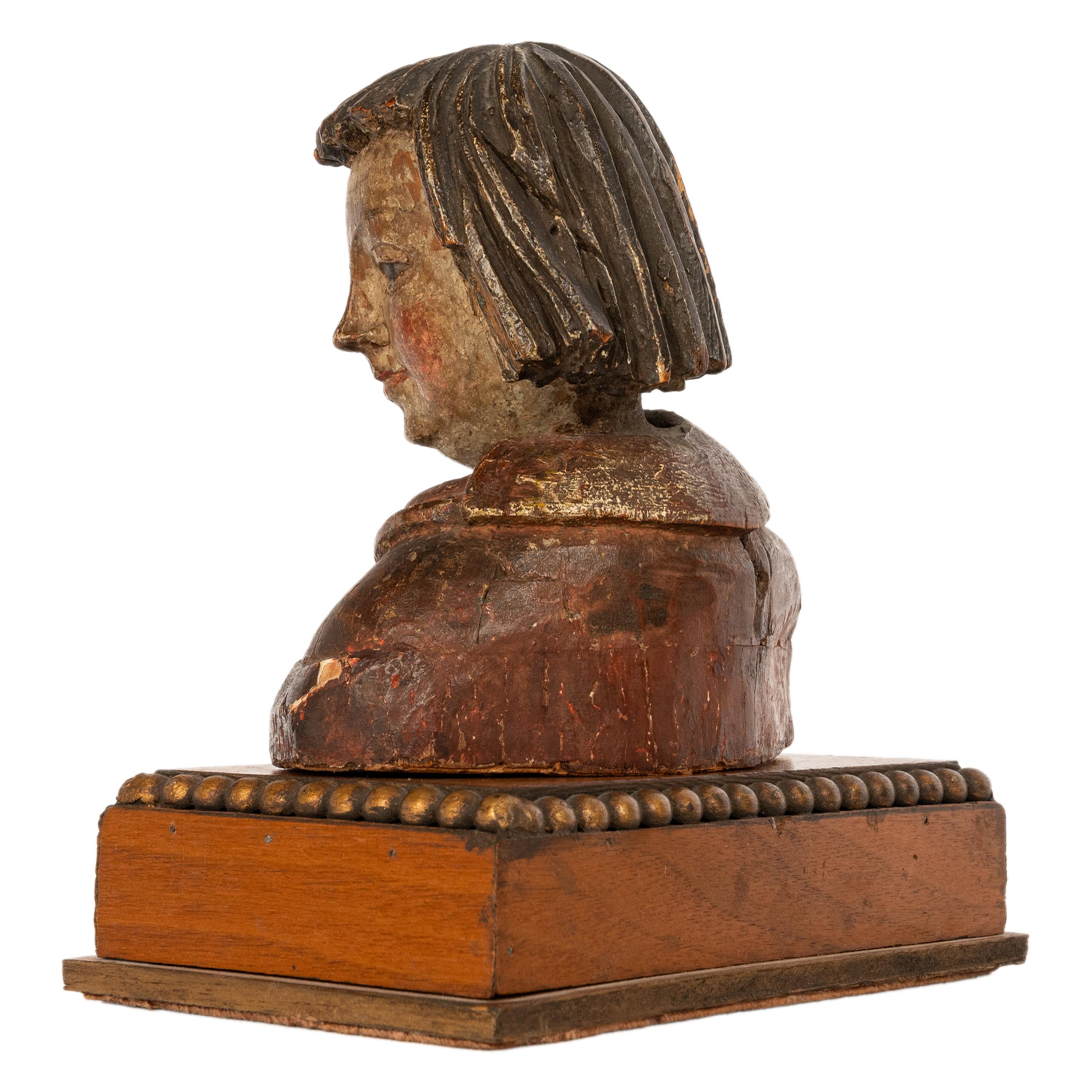 Gesso Antique Catholic German Renaissance Carving Bust Stephan Rottaler Landshut 1500 For Sale