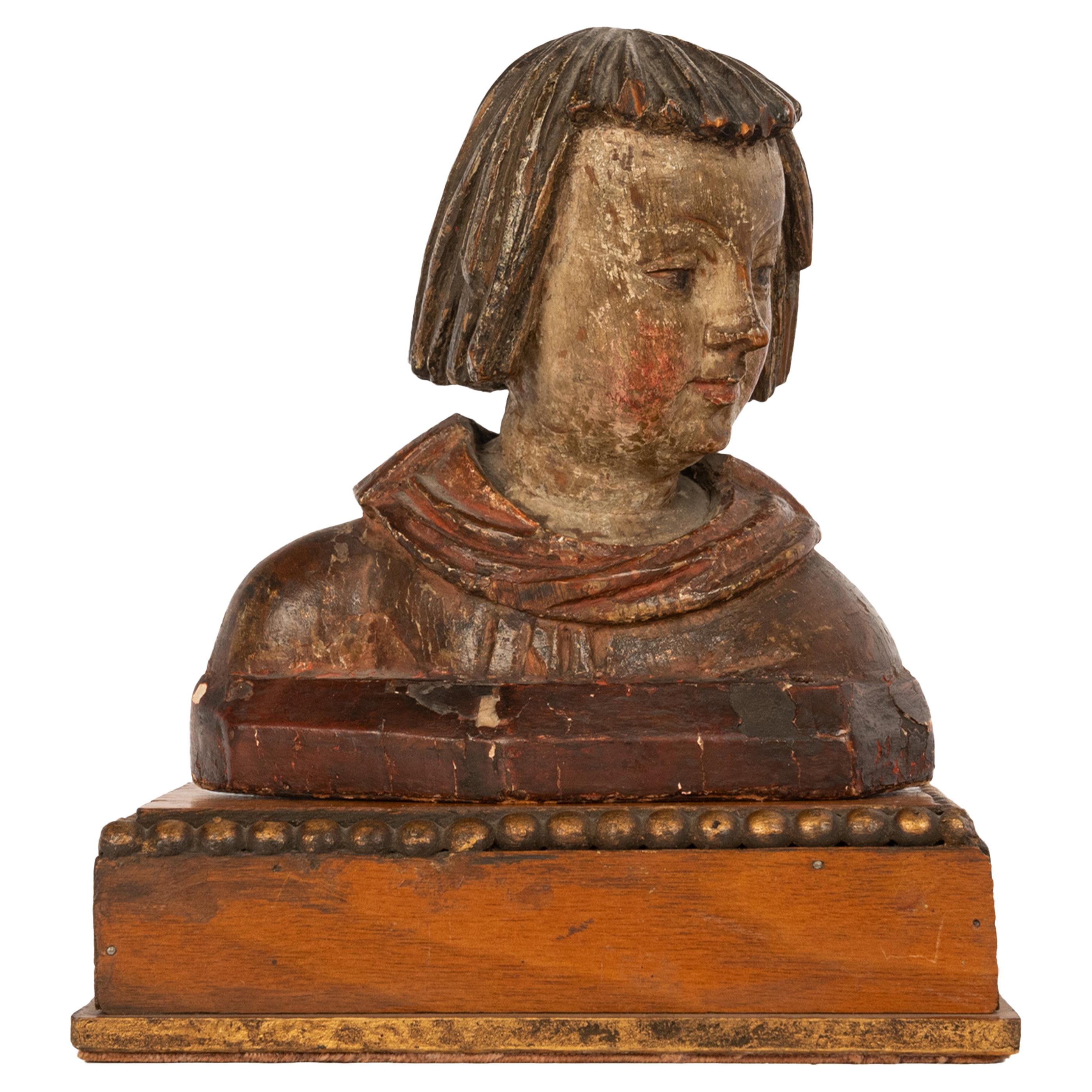 Antique Catholic German Renaissance Carving Bust Stephan Rottaler Landshut 1500 For Sale