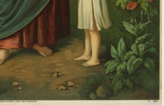 Antique Catholic Print of Jesus Blessing Children – Germany, c. 1890