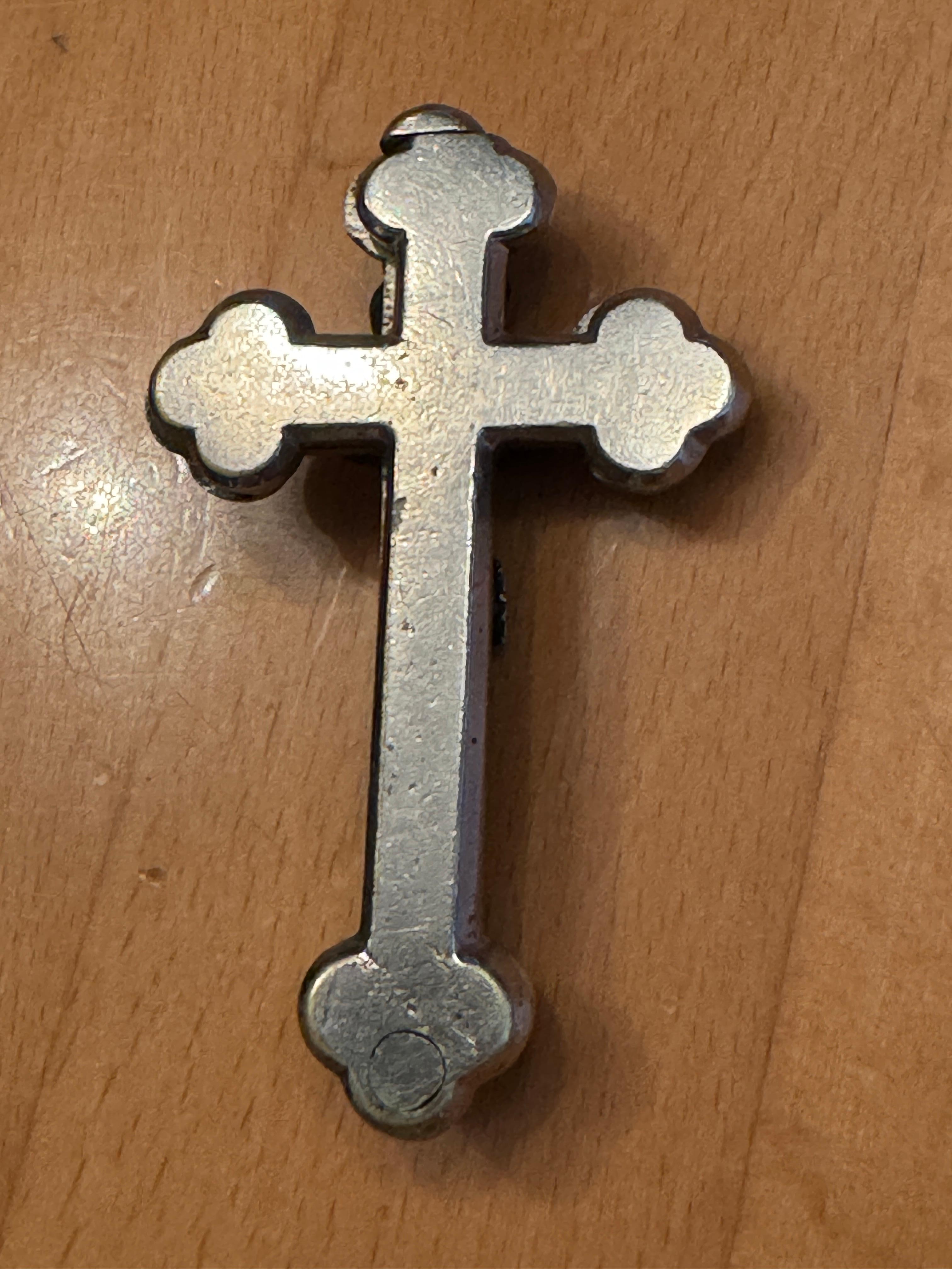 Antique Catholic Reliquary Box Crucifix Pendant with 10 Relics of Saints 2