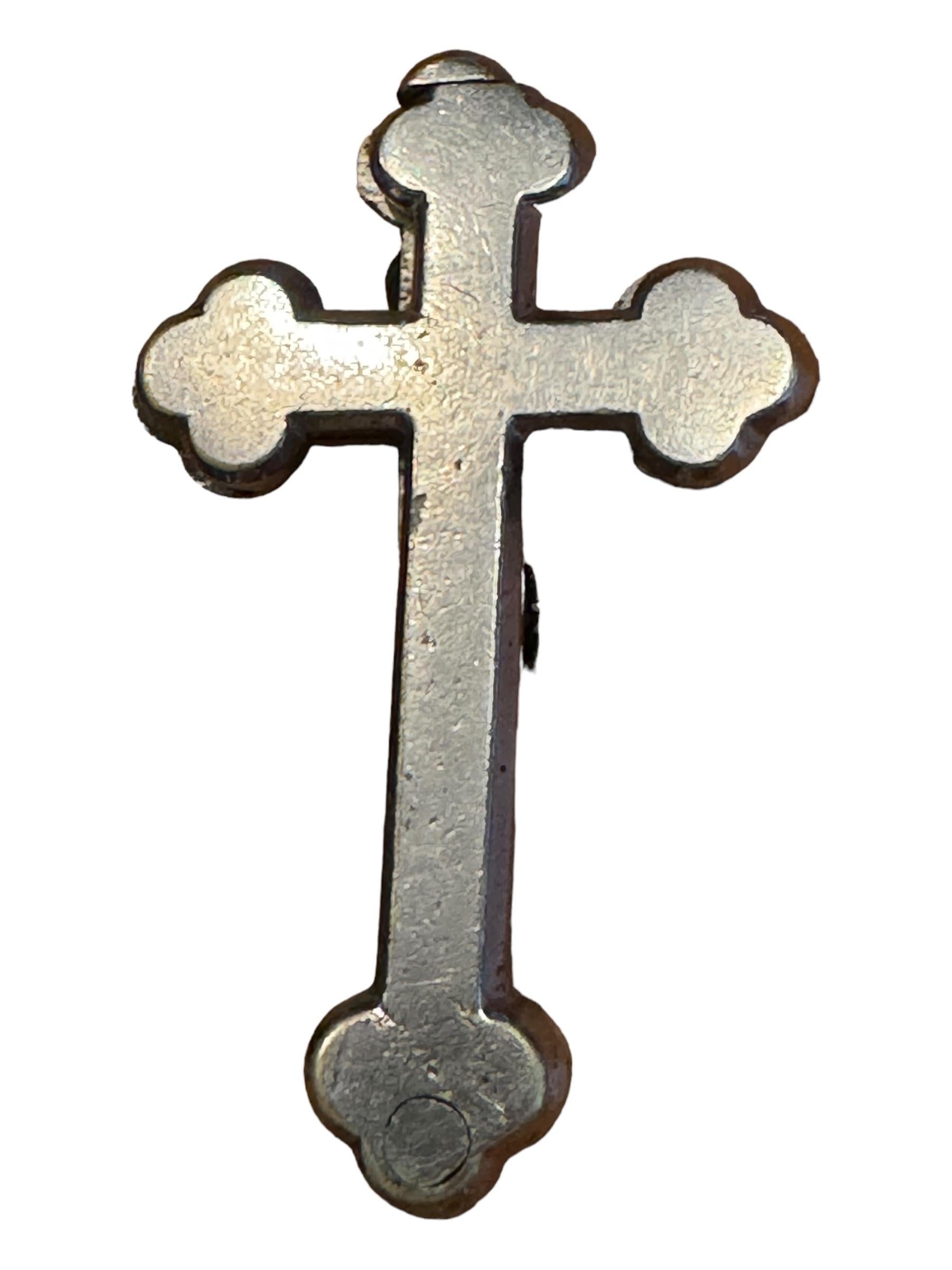 German Antique Catholic Reliquary Box Crucifix Pendant with 10 Relics of Saints