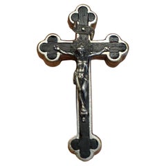 Antique Catholic Reliquary Box Crucifix Pendant with 10 Relics of Saints