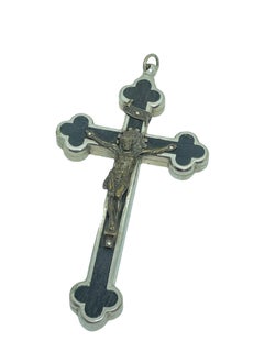 Antique Catholic Reliquary Box Crucifix Pendant with 12 Relics of Saints