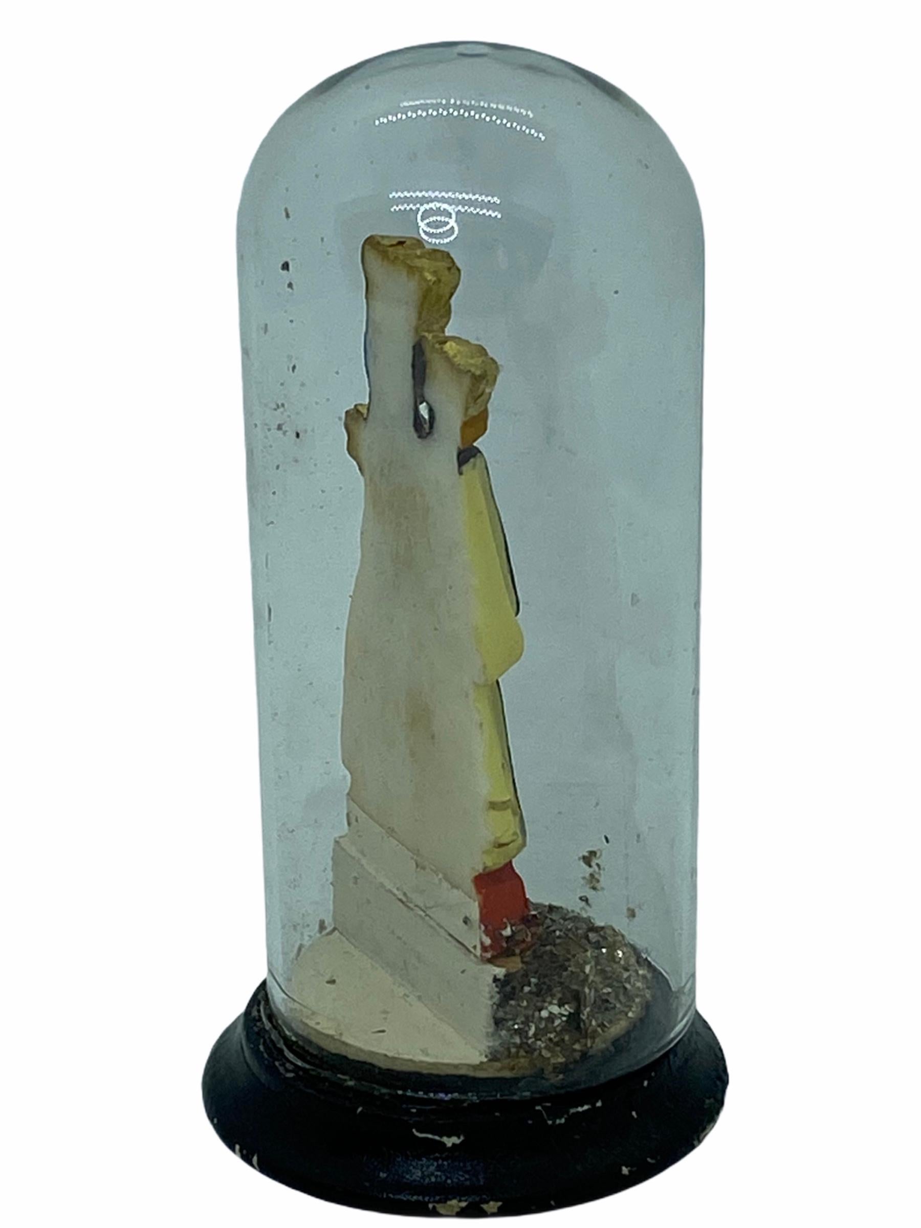 Antique Catholic Virgin Mary Figure Glass Dome Monastery Work, Germany Altotting In Good Condition In Nuernberg, DE