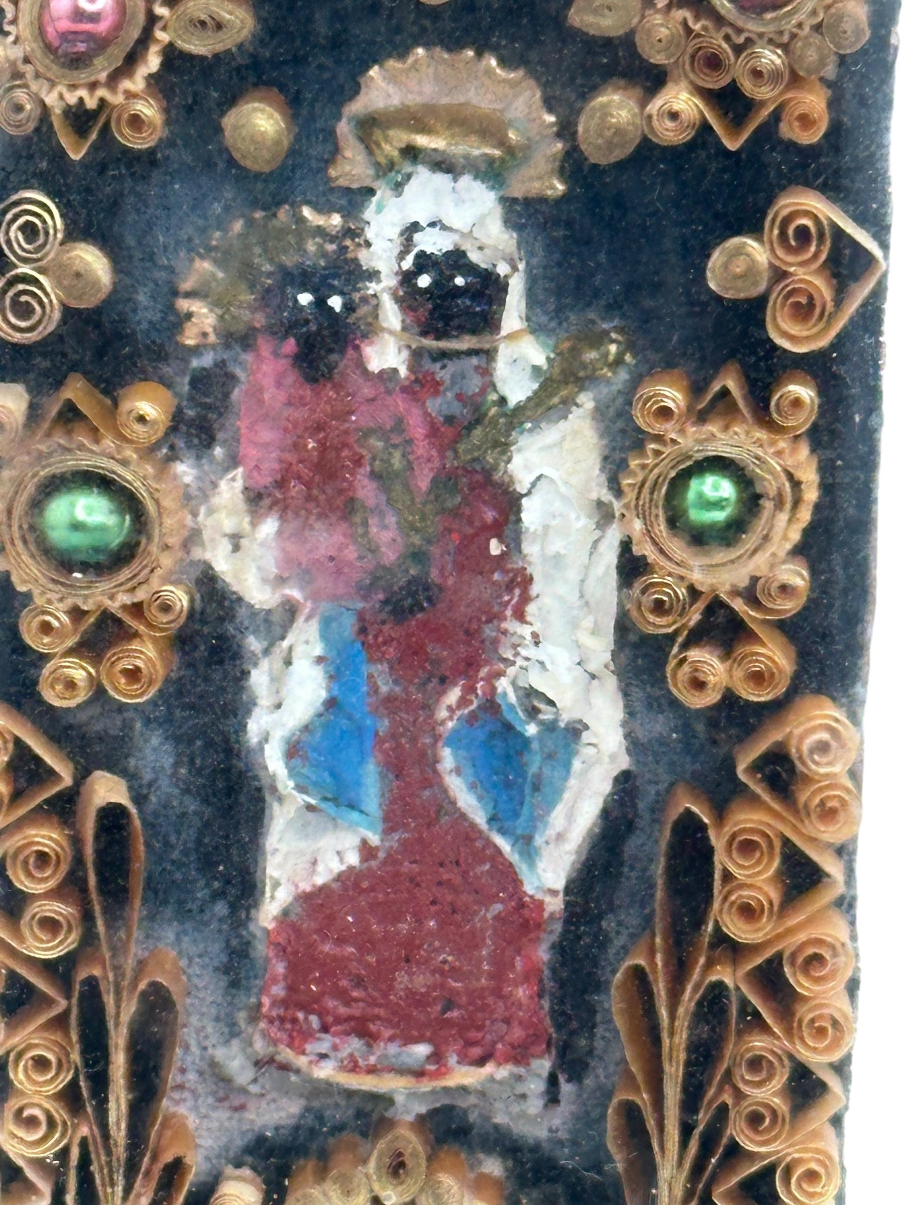 Antique Catholic Virgin Mary Figure Glass Dome Monastery Work, Germany Altotting 1