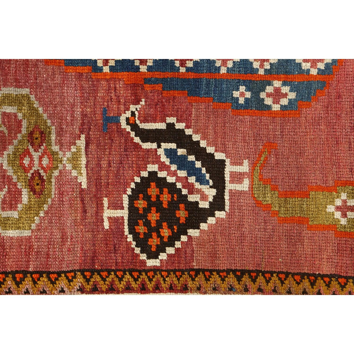 Noué à la main Tapis caucasien ancien en laine 3'11 x 3'0 en vente