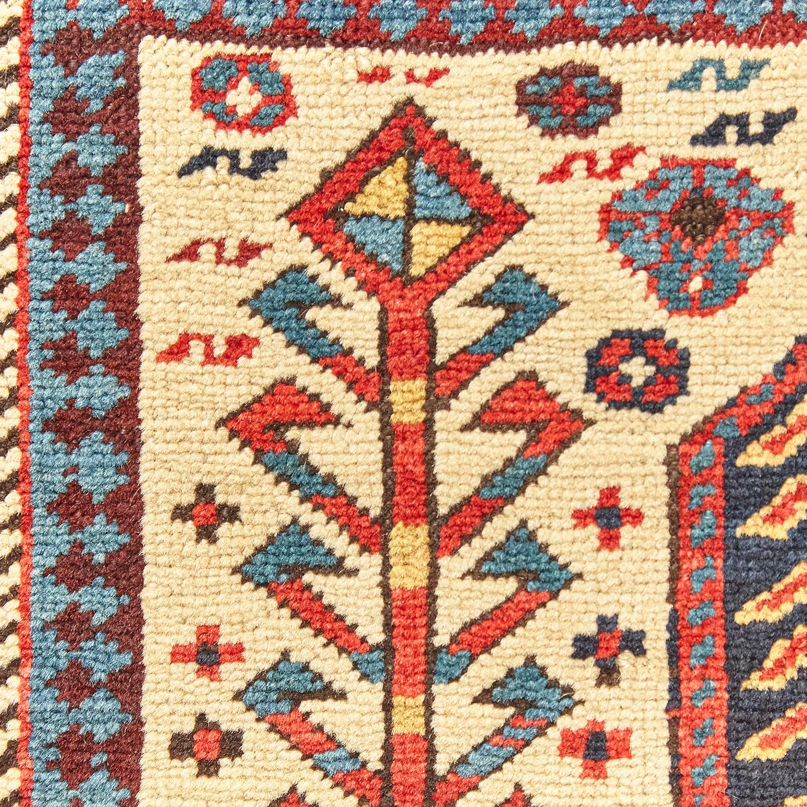 Antique Caucas Daghestan Hand Knotted Wool Rug, circa 1880 4