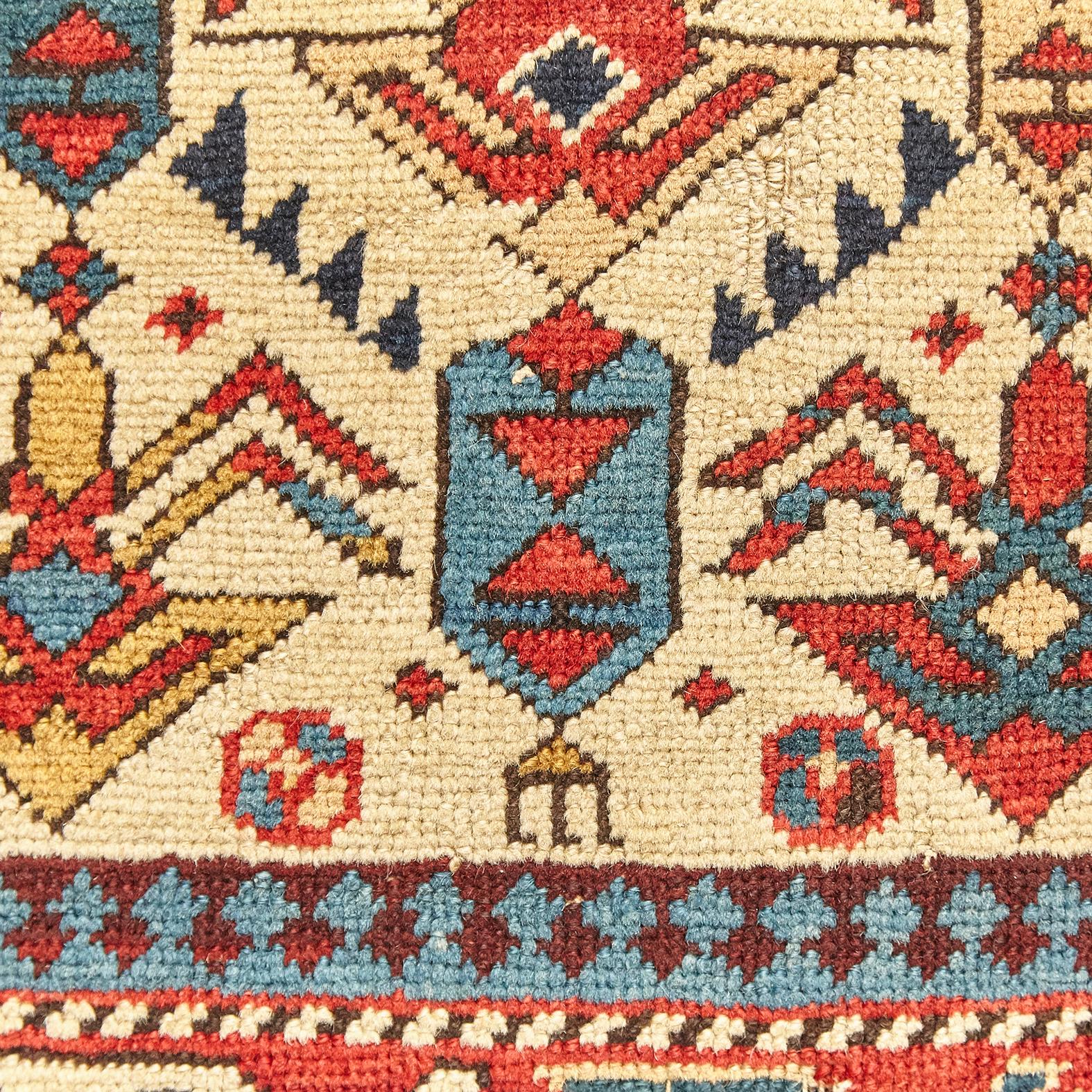 Antique Caucas Daghestan Hand Knotted Wool Rug, circa 1880 5