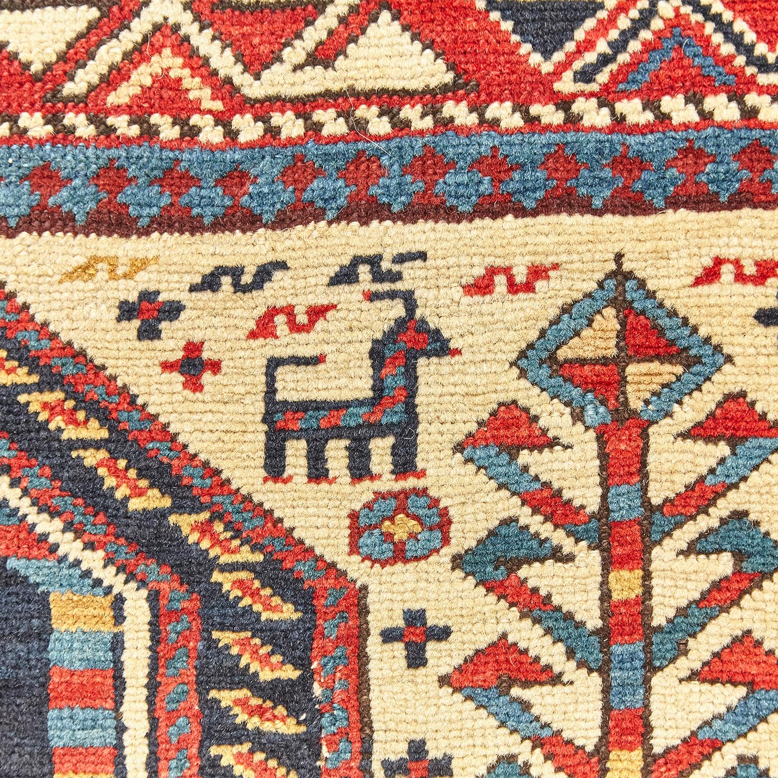 Antique Caucas Daghestan Hand Knotted Wool Rug, circa 1880 2