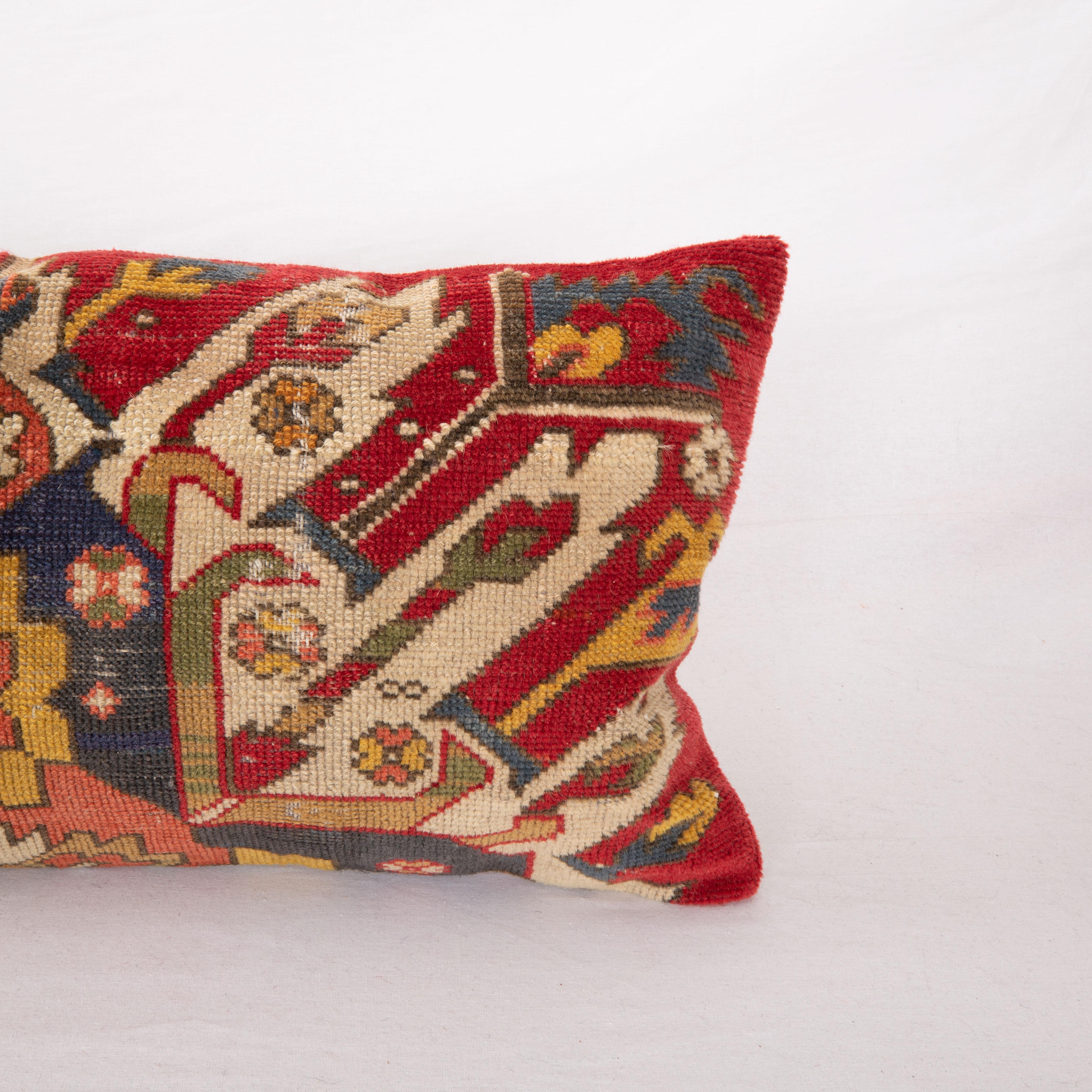 Hand-Woven Antique Caucasaian Rug Pillow Cover, Early 20th C For Sale