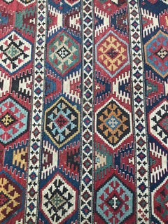 Bobyrug’s Antique Caucasian 19th Century Flat Rug Kilim