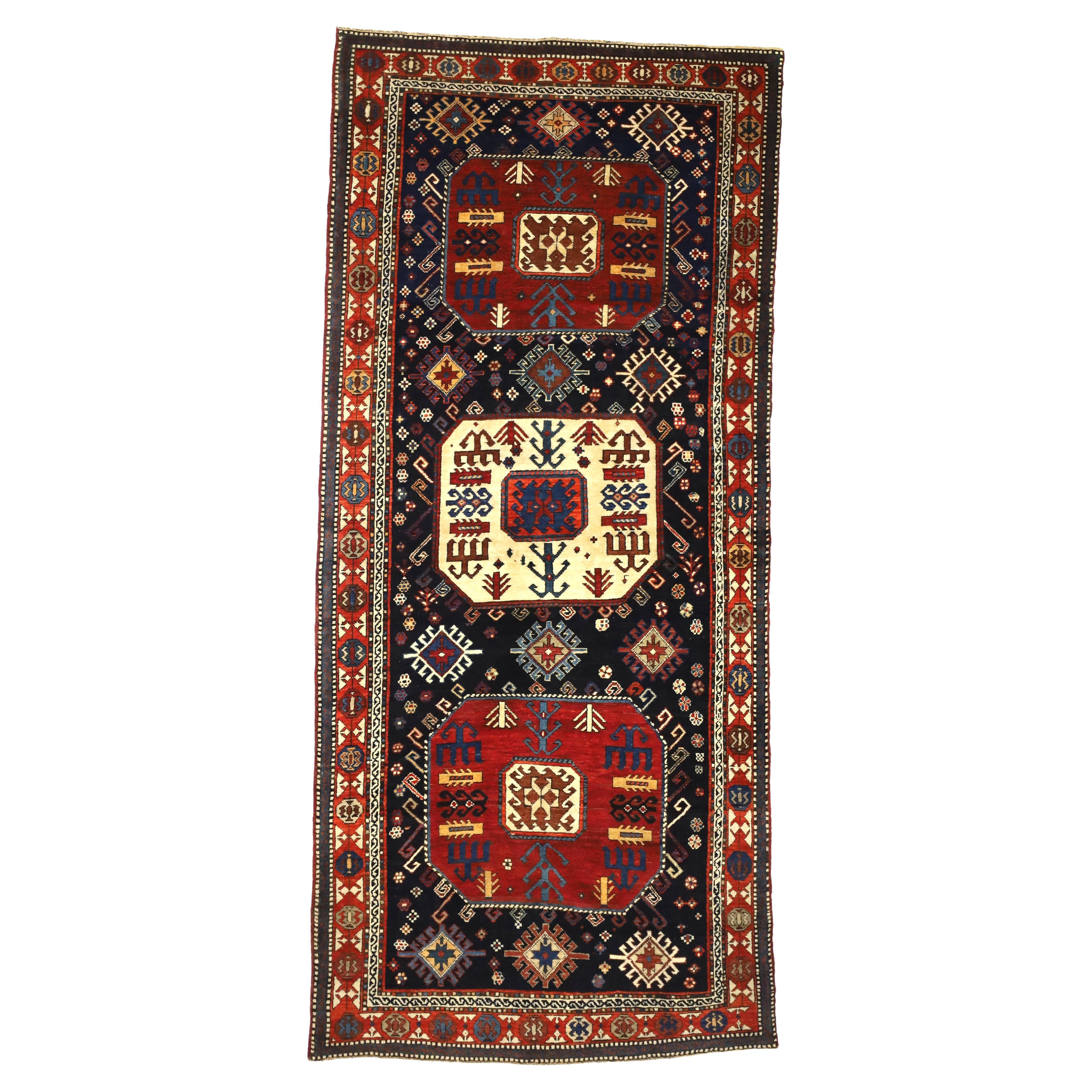 Antique Caucasian Akstafa Long Rug 4'2" x 9’3”