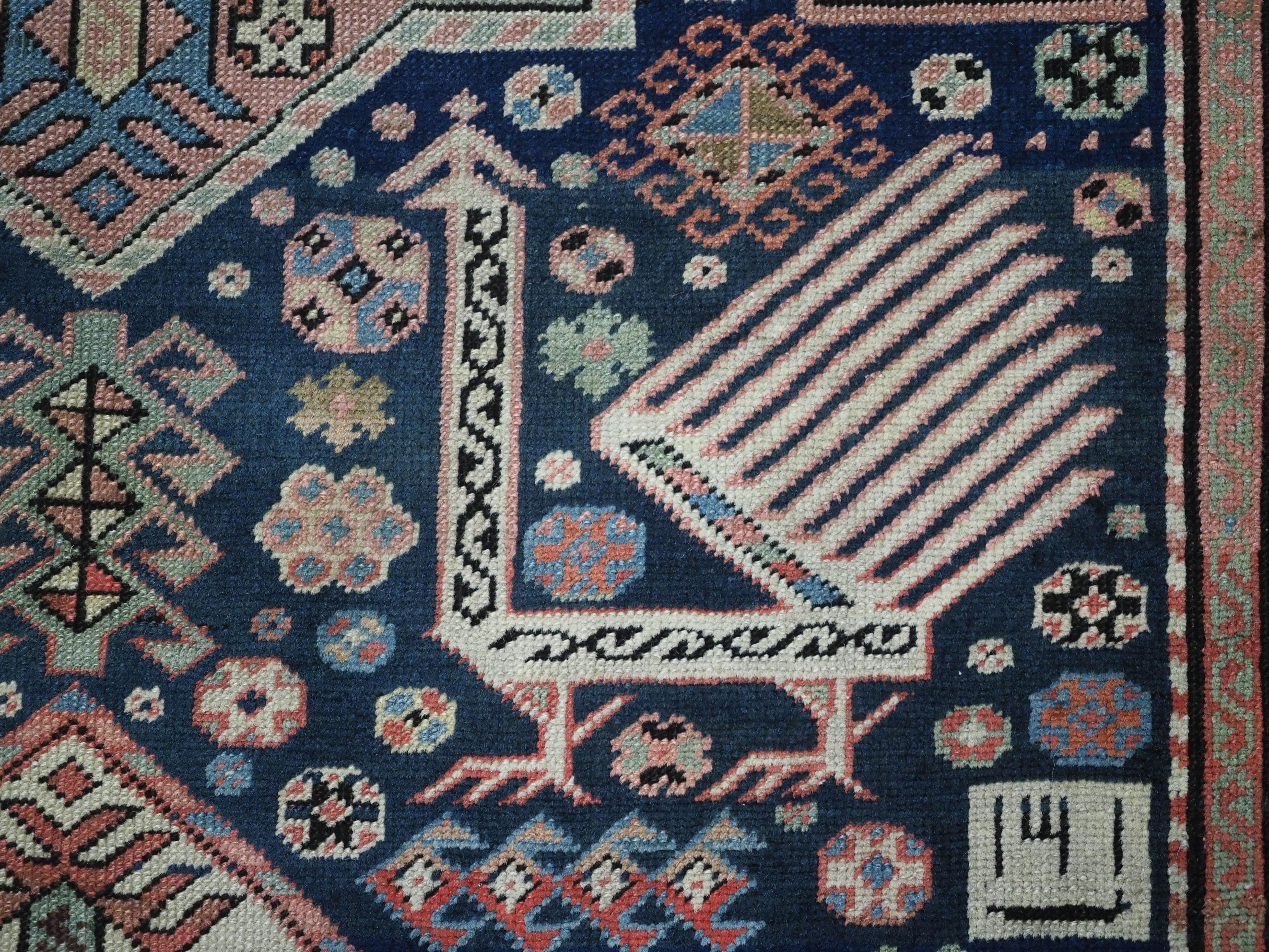 Antique Caucasian Akstafa long rug with three star medallions, circa 1880. For Sale 5