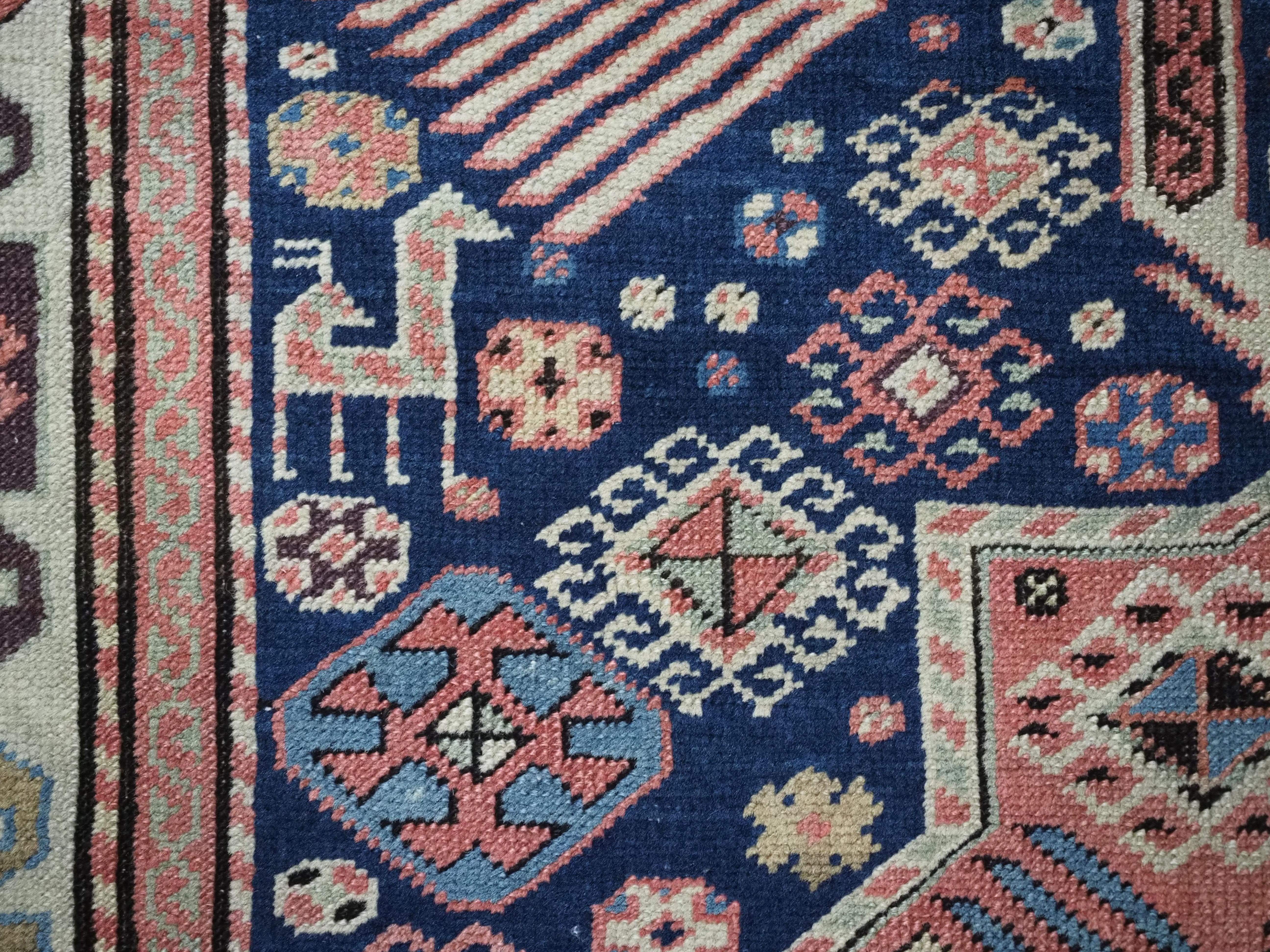 Antique Caucasian Akstafa long rug with three star medallions, circa 1880. For Sale 3