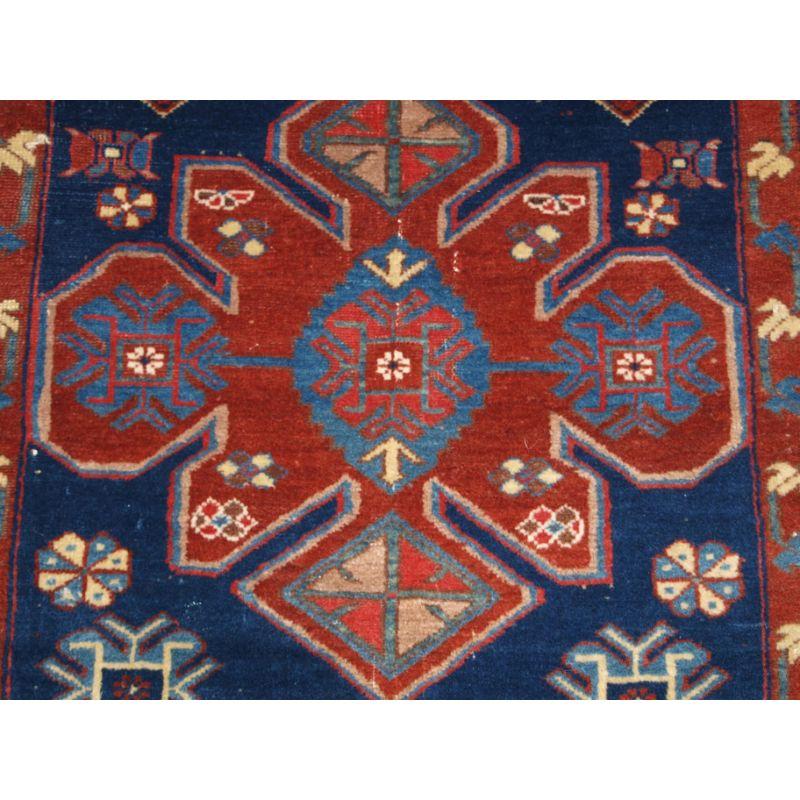 Antique Caucasian Armenian Erivan Rug, Two Medallion Design, circa 1900 In Fair Condition In Moreton-In-Marsh, GB