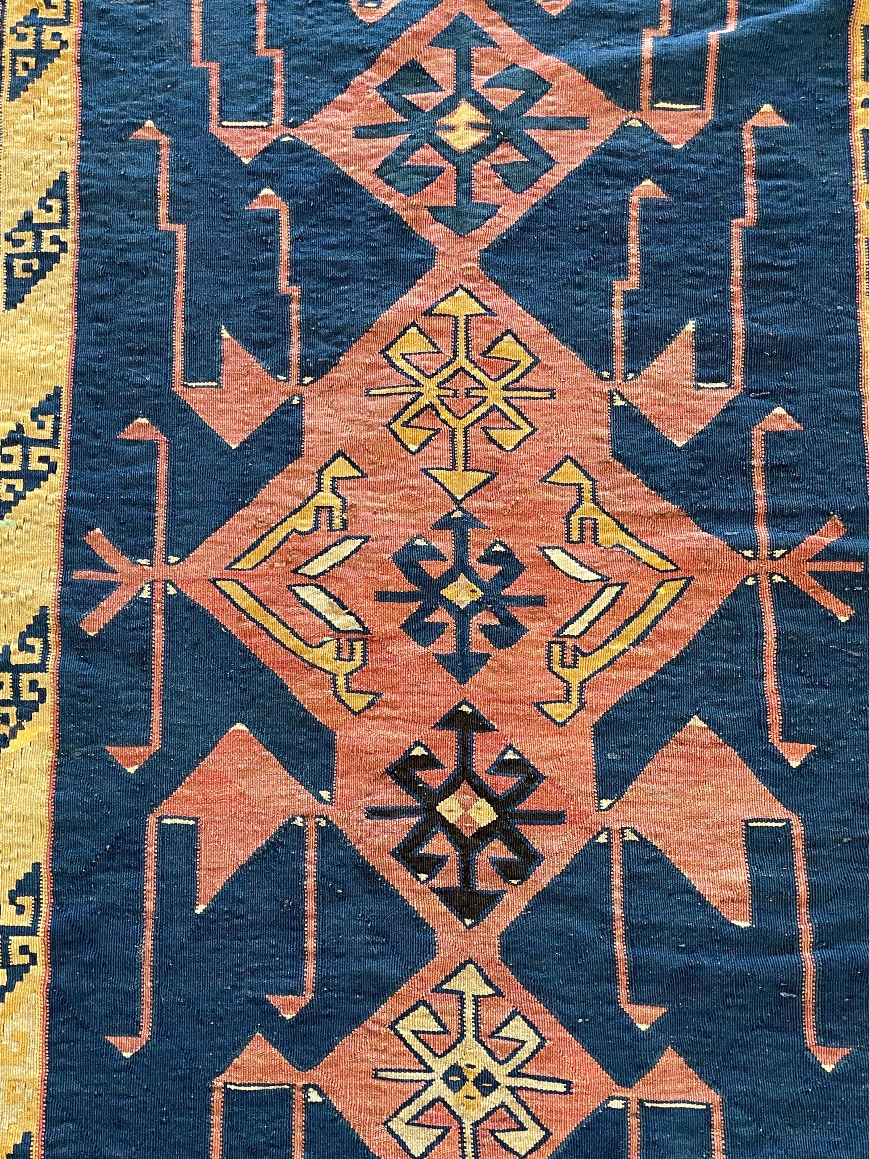 Wool Antique Caucasian Avar Kilim circa 1900 For Sale