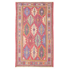 Antique Caucasian Avar Tribal Flat-Weave Gallery Rug Size in Multi Colors