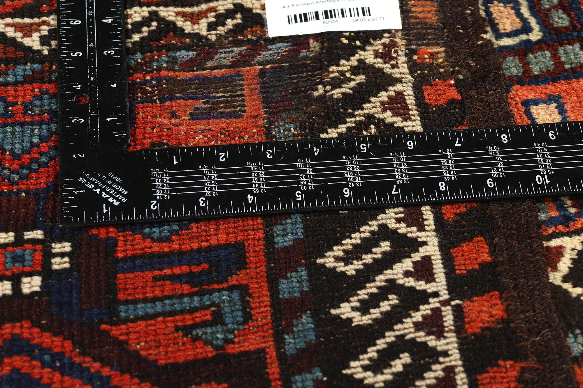 Antique Caucasian Azerbaijan Rug In Good Condition For Sale In Dallas, TX