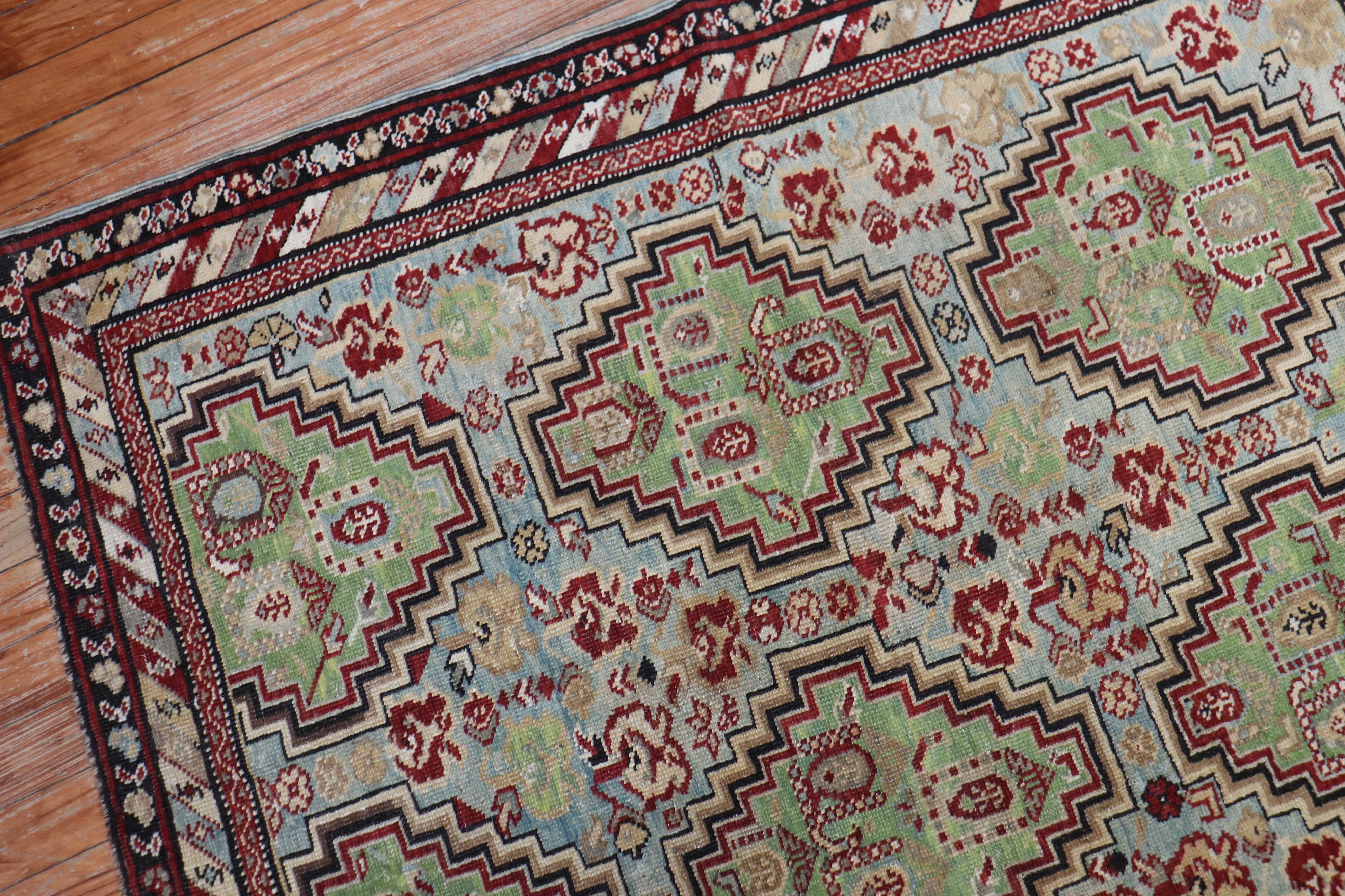 Hand-Knotted Antique Caucasian Baku Khila Rug, Late 19th Century For Sale