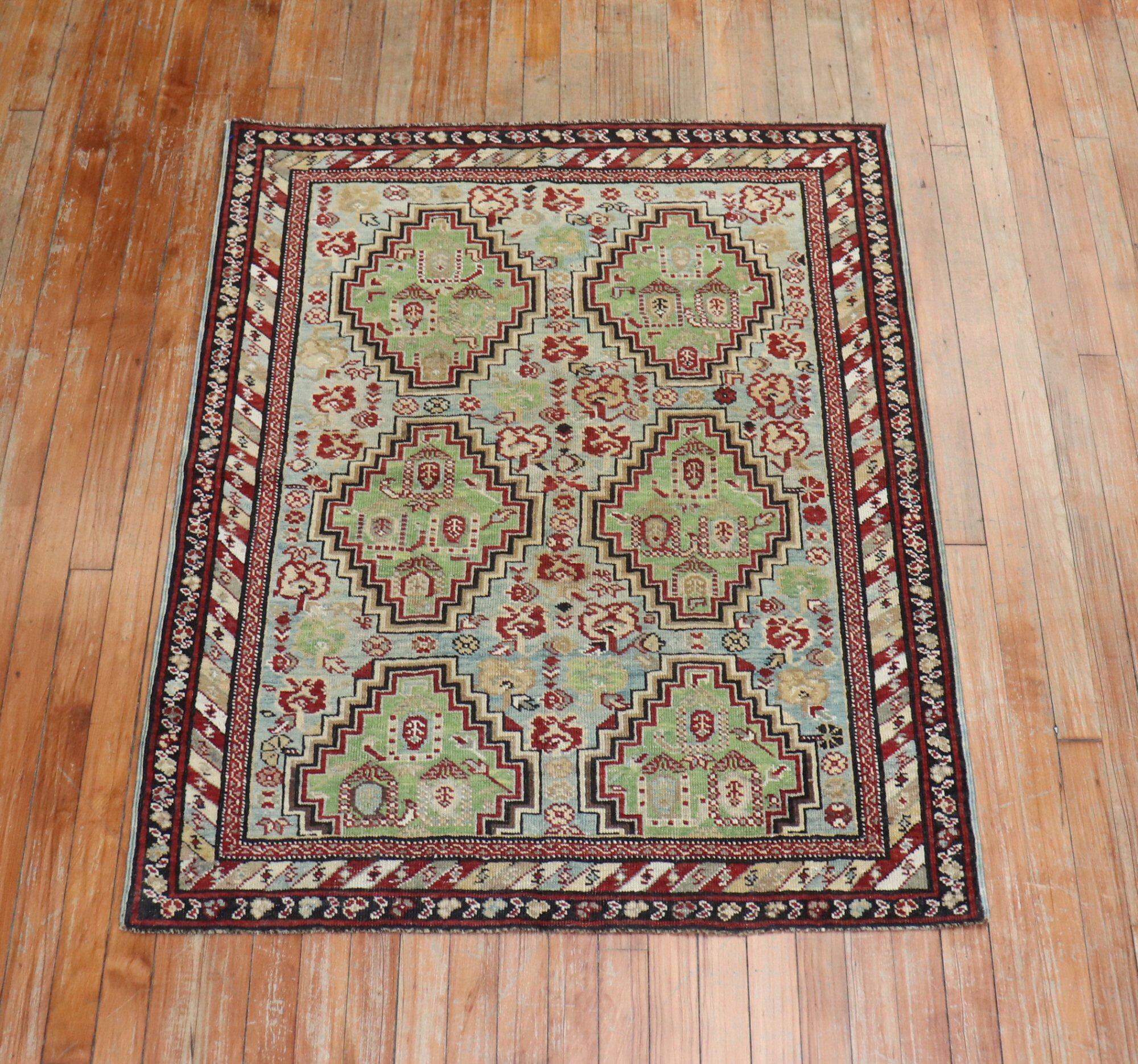 Antique Caucasian Baku Khila Rug, Late 19th Century In Good Condition For Sale In New York, NY
