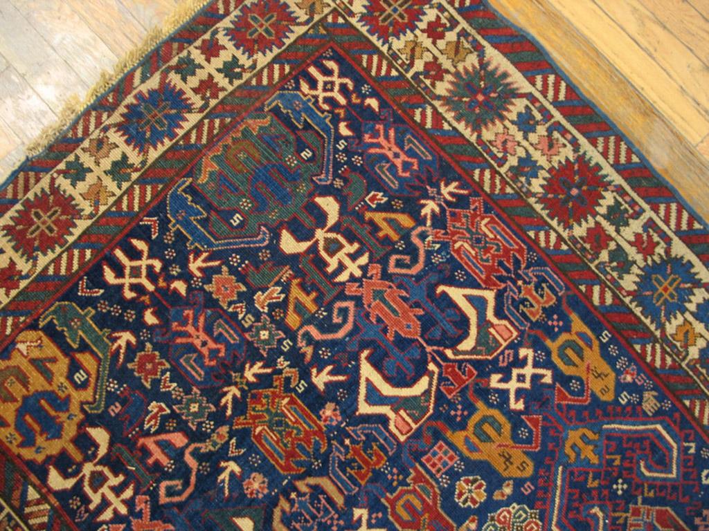 Hand-Knotted 19th Century Caucasian Bidjov Carpet ( 3'7
