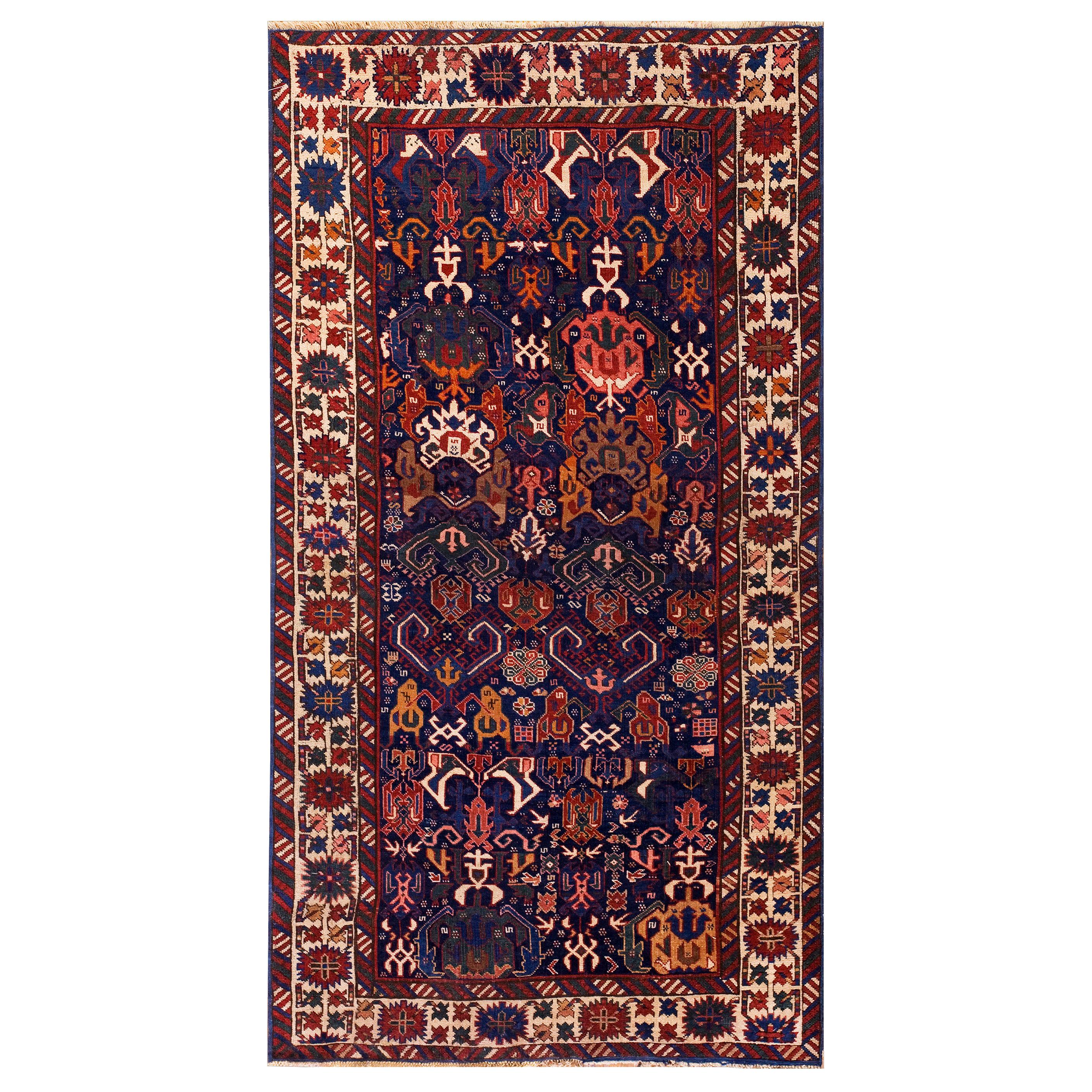 Tapis caucasien Bidjov du 19ème siècle ( 3'7" x 6'6" - 109 x 198 )