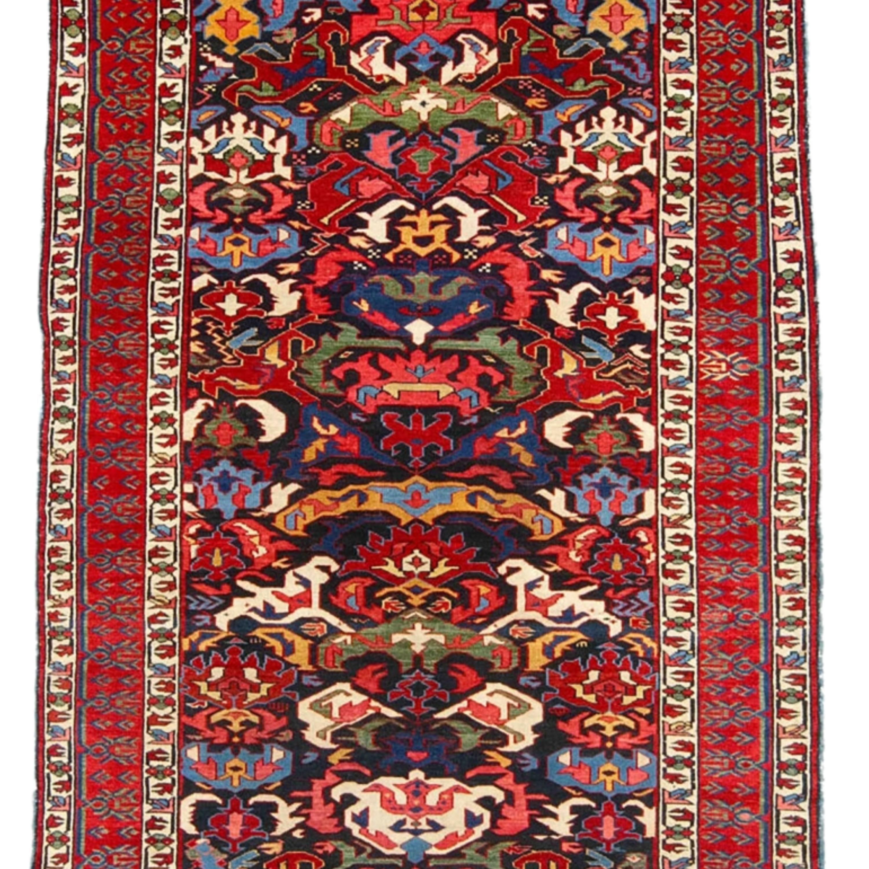 Antiker kaukasischer Bidjov-Teppich - Bidjov-Teppich aus der Mitte des 19. Jahrhunderts, antiker Teppich (Kaukasisch) im Angebot