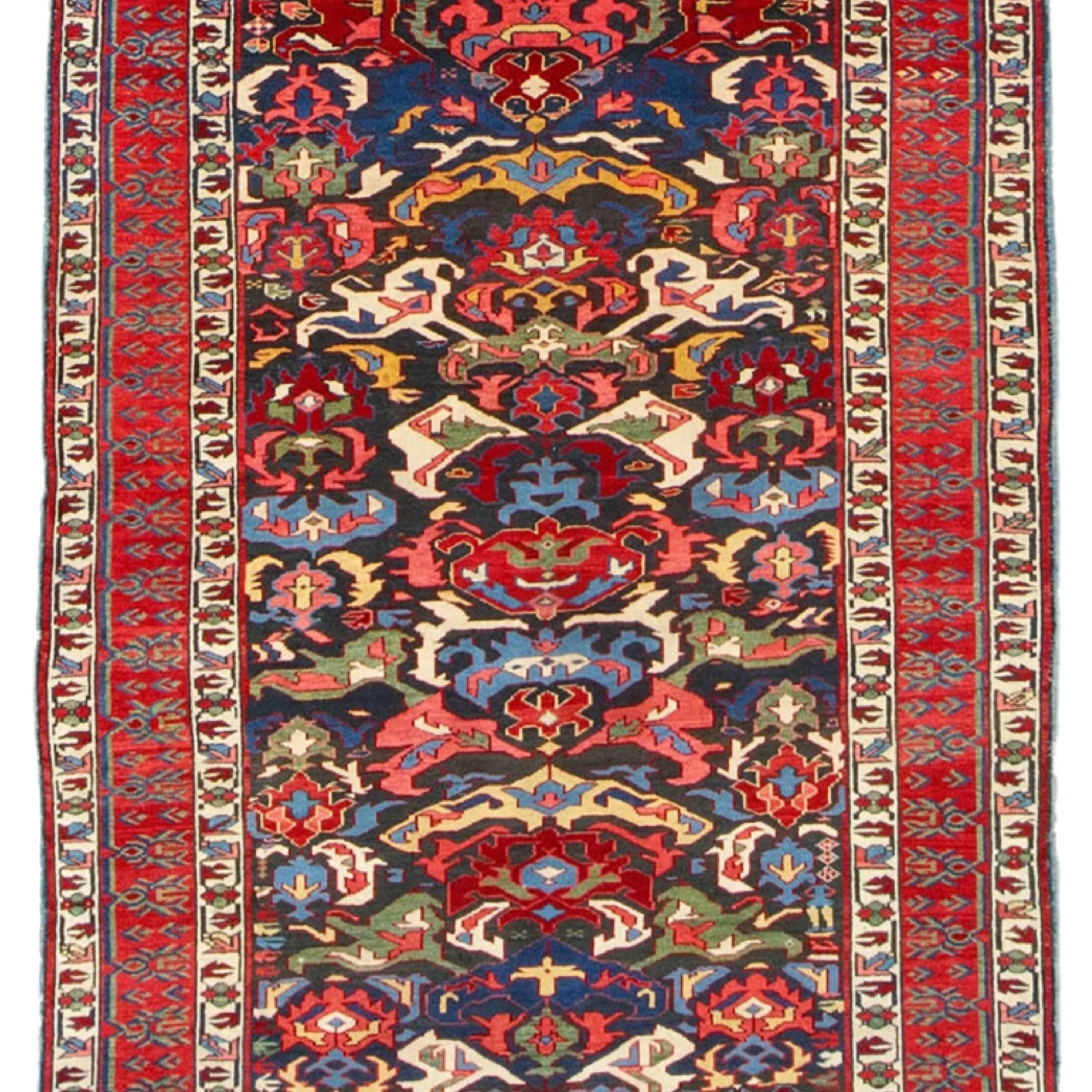 Antiker kaukasischer Bidjov-Teppich - Bidjov-Teppich aus der Mitte des 19. Jahrhunderts, antiker Teppich im Zustand „Gut“ im Angebot in Sultanahmet, 34