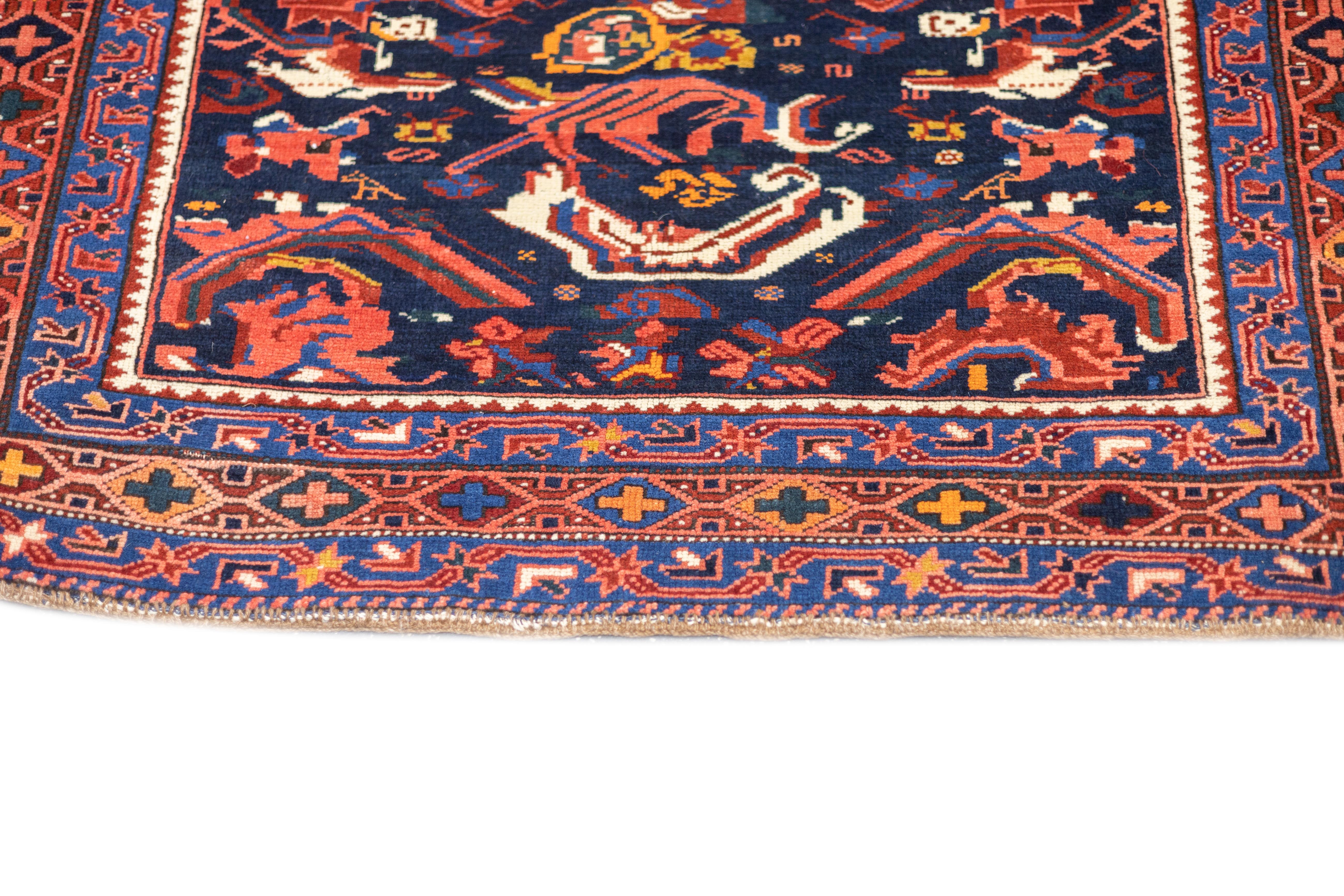 Hand-Knotted Antique Caucasian Bijov Rug 3'11'' x 5'10'' For Sale