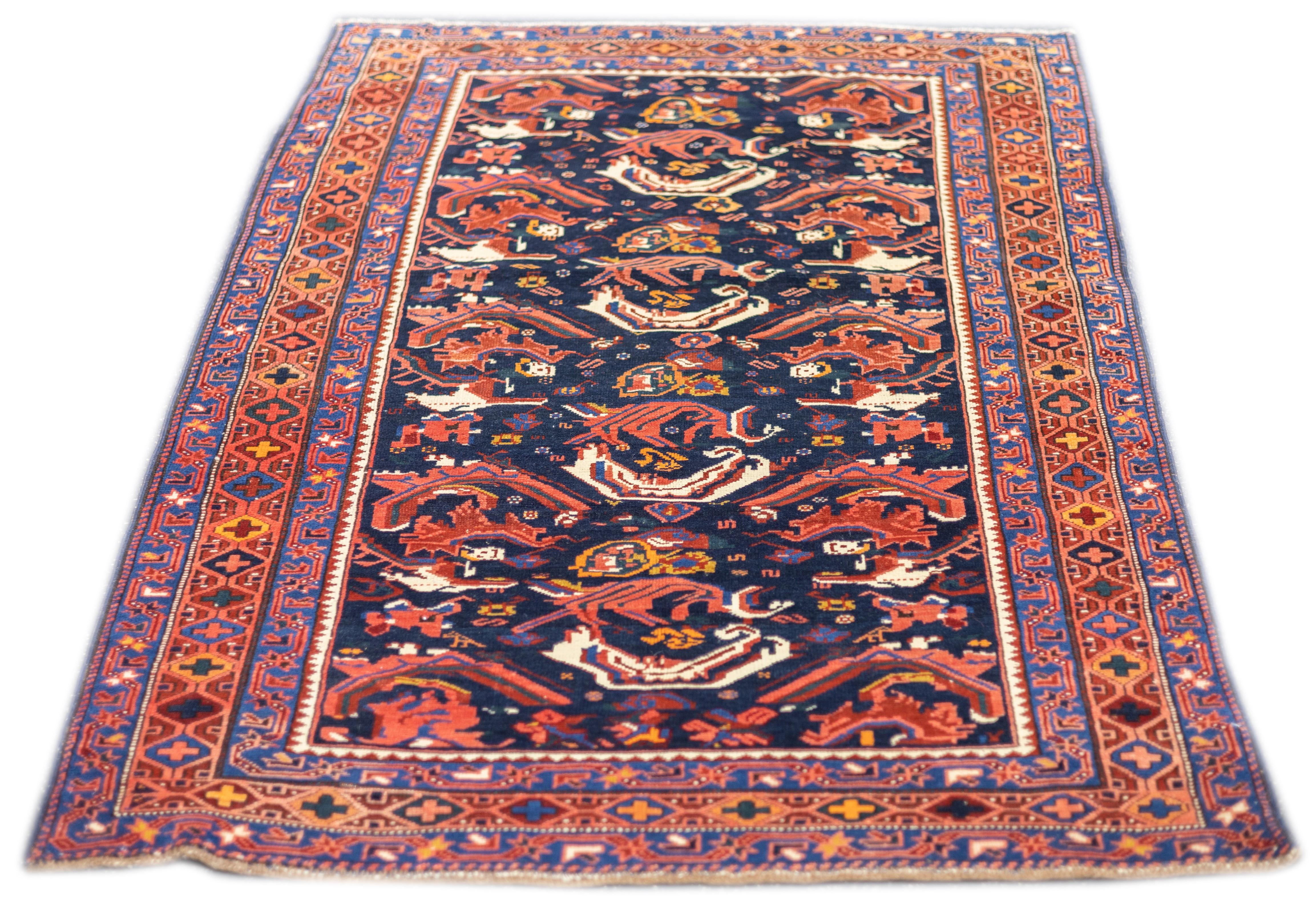 19th Century Antique Caucasian Bijov Rug 3'11'' x 5'10'' For Sale