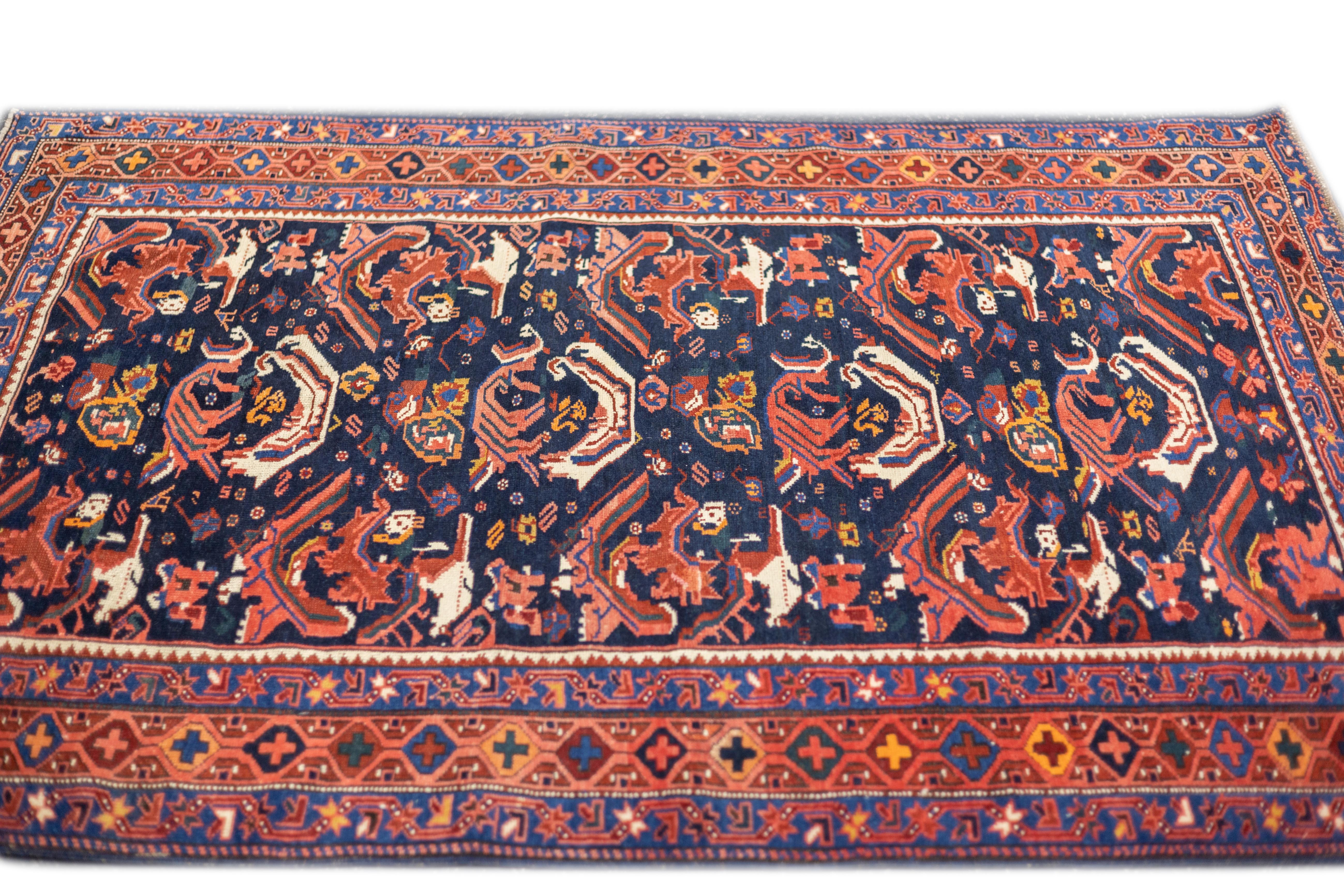 Wool Antique Caucasian Bijov Rug 3'11'' x 5'10'' For Sale