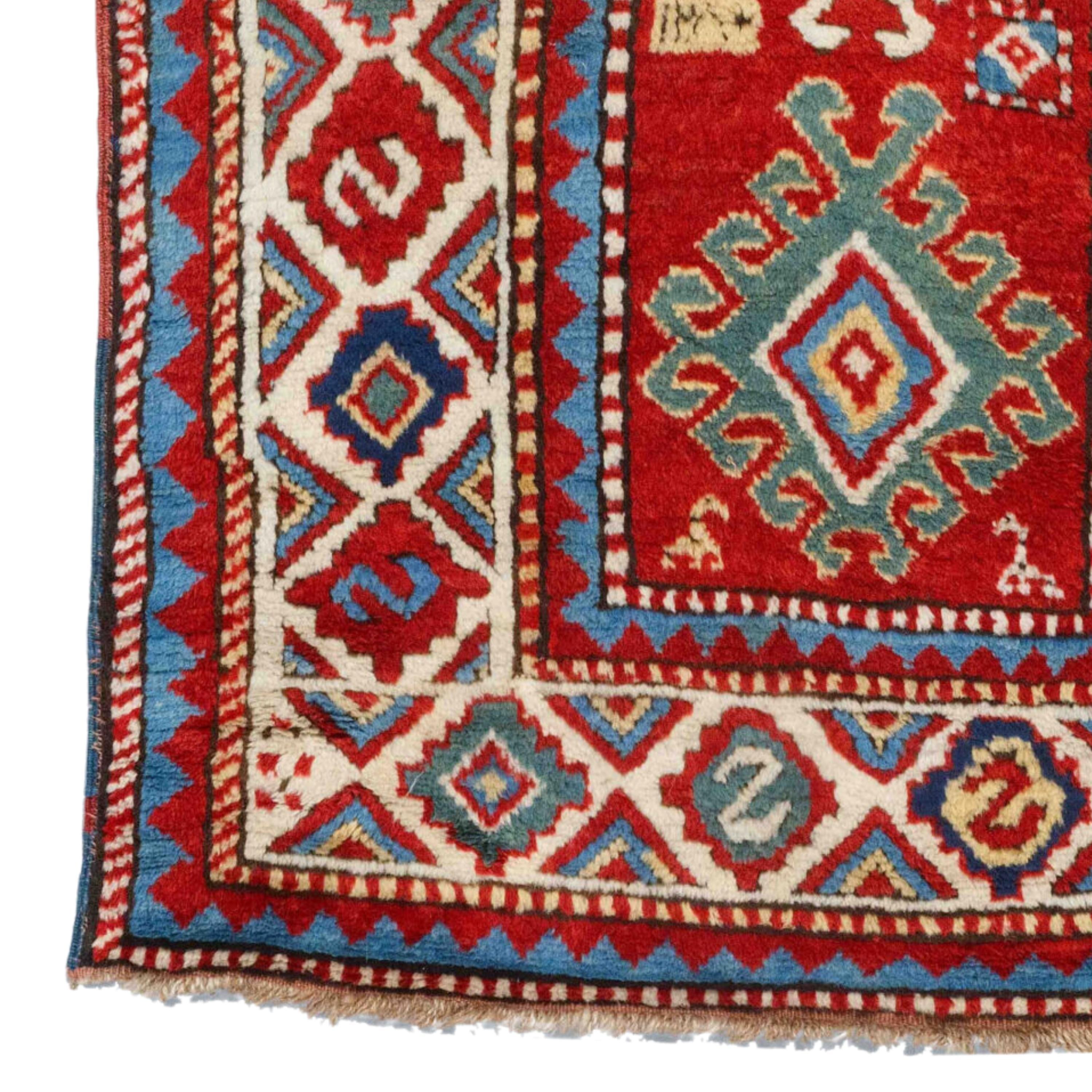 Antique Caucasian Bordjalo Rug was woven from the mid-19th century to the early 20th century. These carpets have a significant value in terms of their weaving technique, color selection and pattern richness.

Middle of 19th Century Caucasian