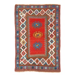 Tapis caucasien Bordjalou ancien de 4 x 5,8 m, vers 1880, tous les teintures naturelles.