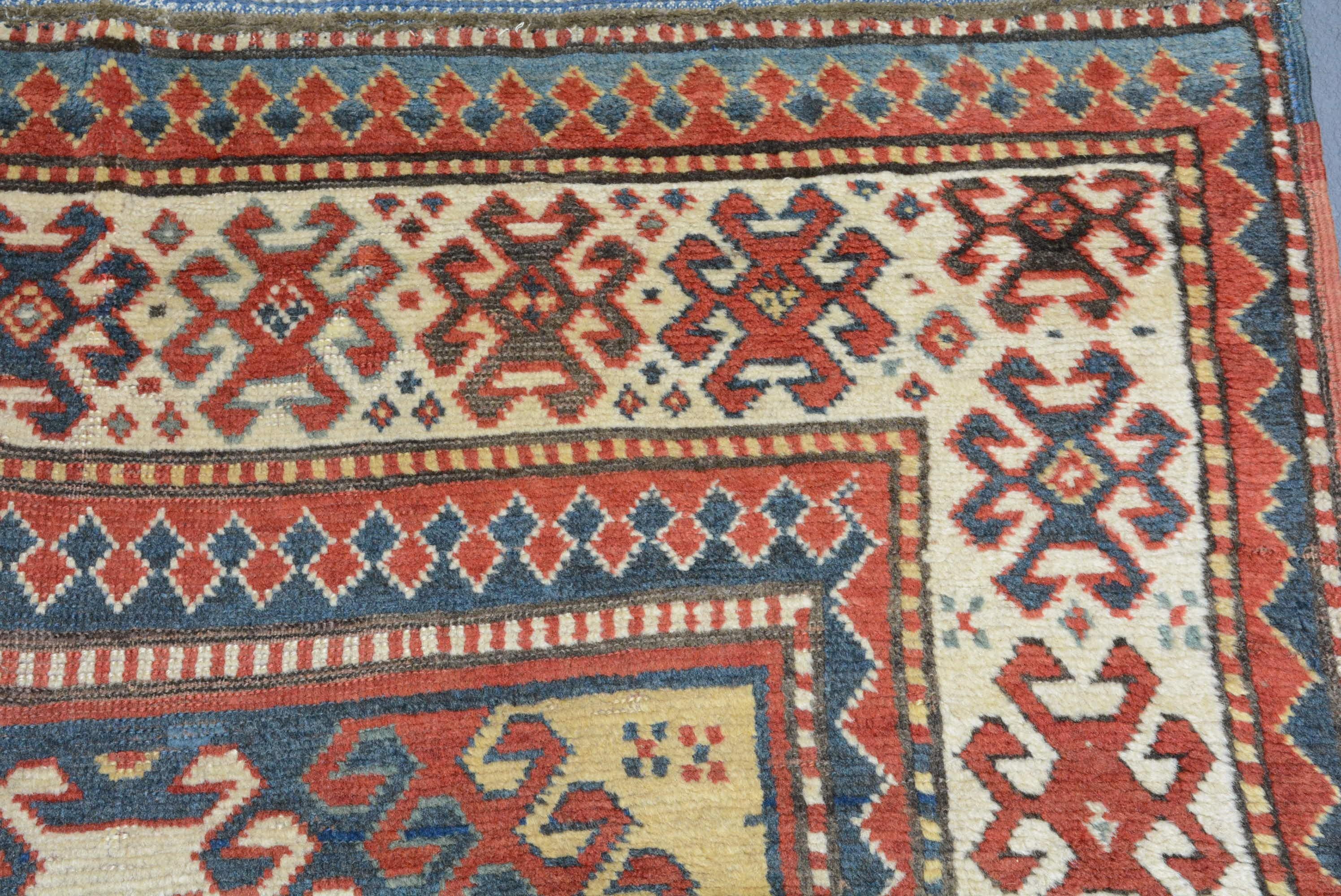 19th Century Antique Caucasian Bordjalou Kazak Rug For Sale