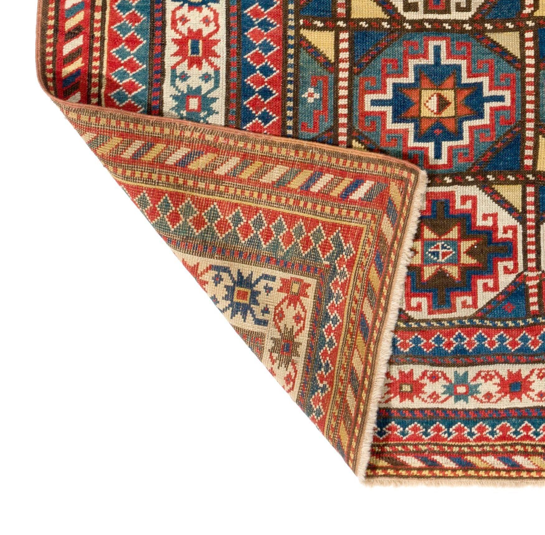 Antique Caucasian Gendje Rug, circa 1875
Very good condition, 100% wool and all natural dyes.