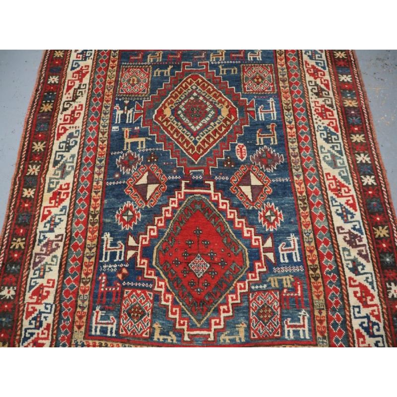 19th Century Antique Caucasian Bordjalou Kazak, Tribal Folk Art, Circa 1880 For Sale