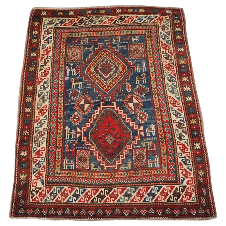 Antique Caucasian Bordjalou Kazak, Tribal Folk Art, Circa 1880 For Sale