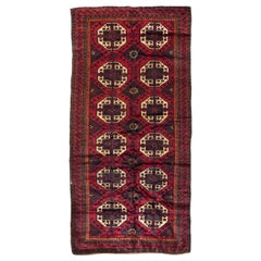 Ancien tapis caucasien bourgogne géométrique tribal Kazak, vers 1940