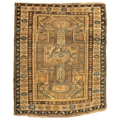 Tapis géométrique caucasien antique de Cabestan:: circa 1900-1910s