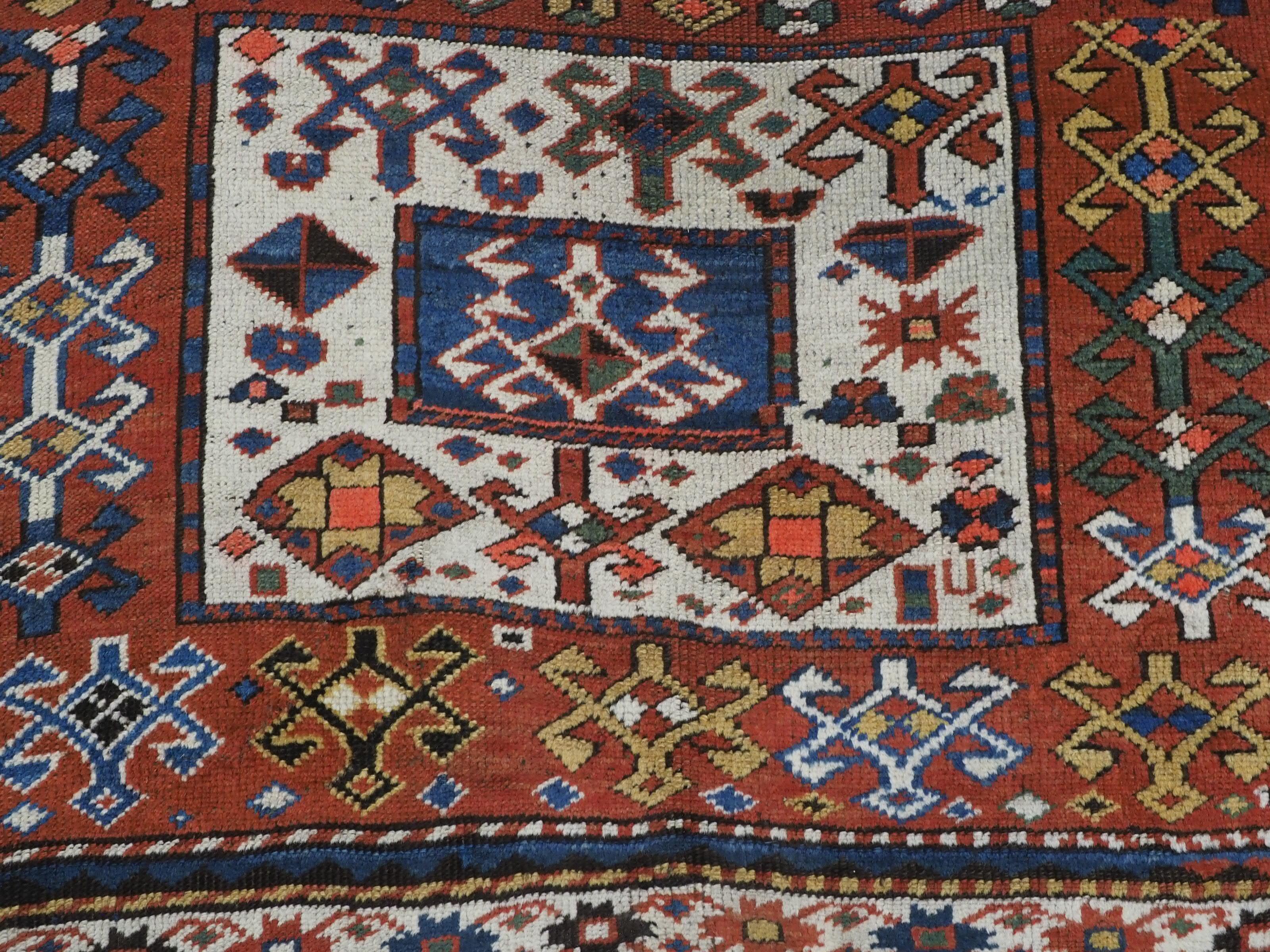 Antique Caucasian Chajli long rug with triple medallion design.  Circa 1880. For Sale 7