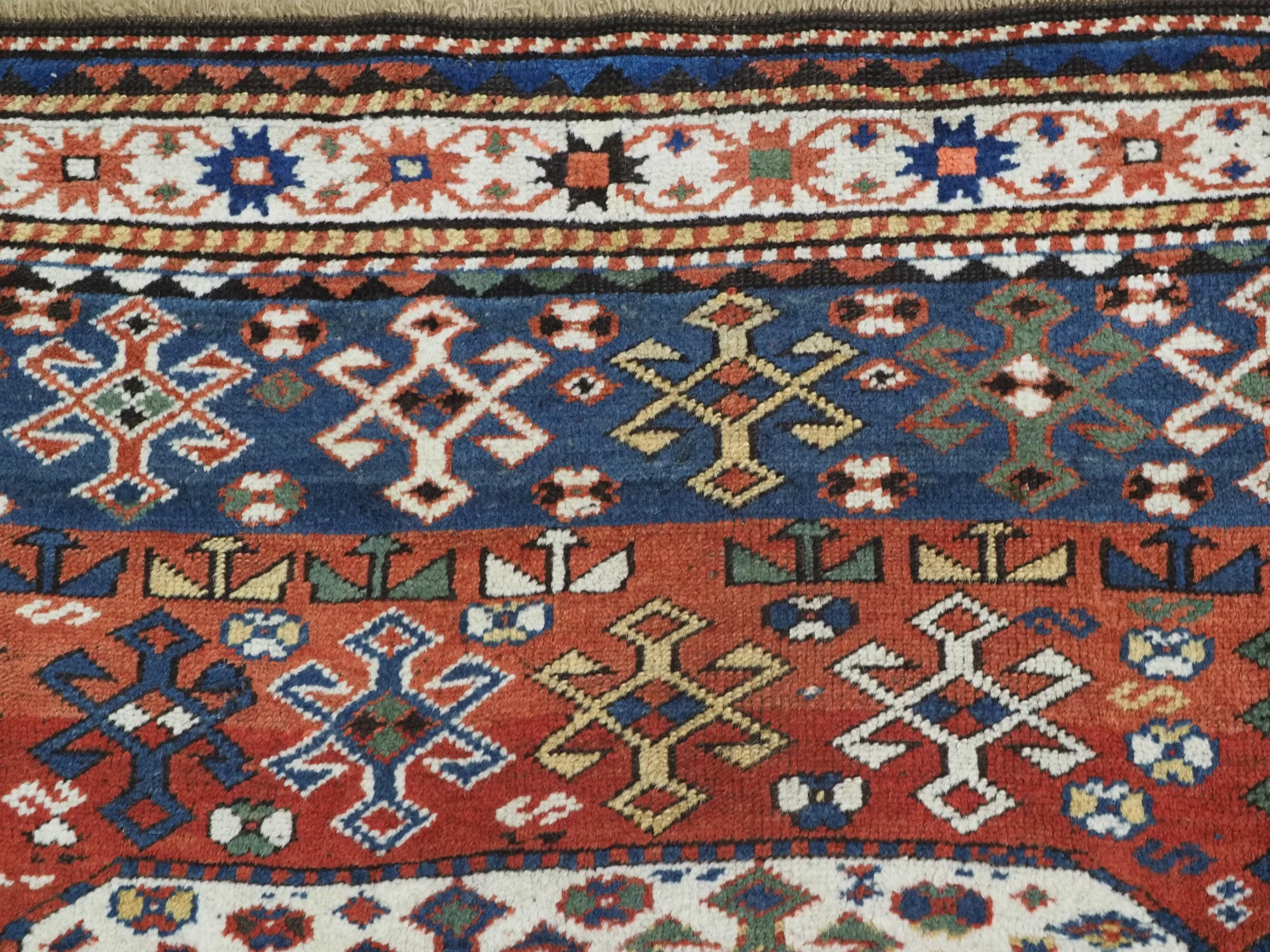 Antique Caucasian Chajli long rug with triple medallion design.  Circa 1880. For Sale 3