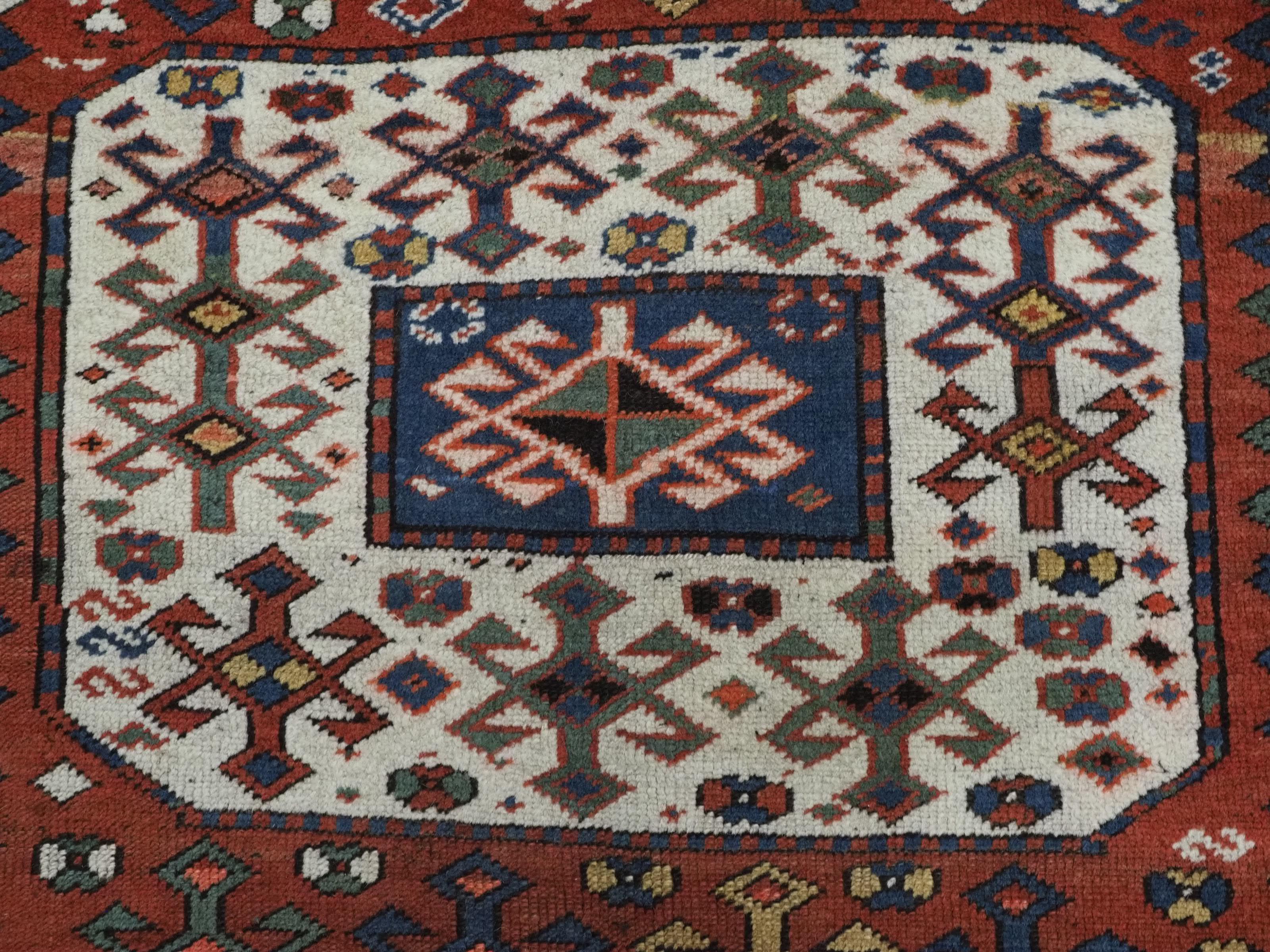 Antique Caucasian Chajli long rug with triple medallion design.  Circa 1880. For Sale 4