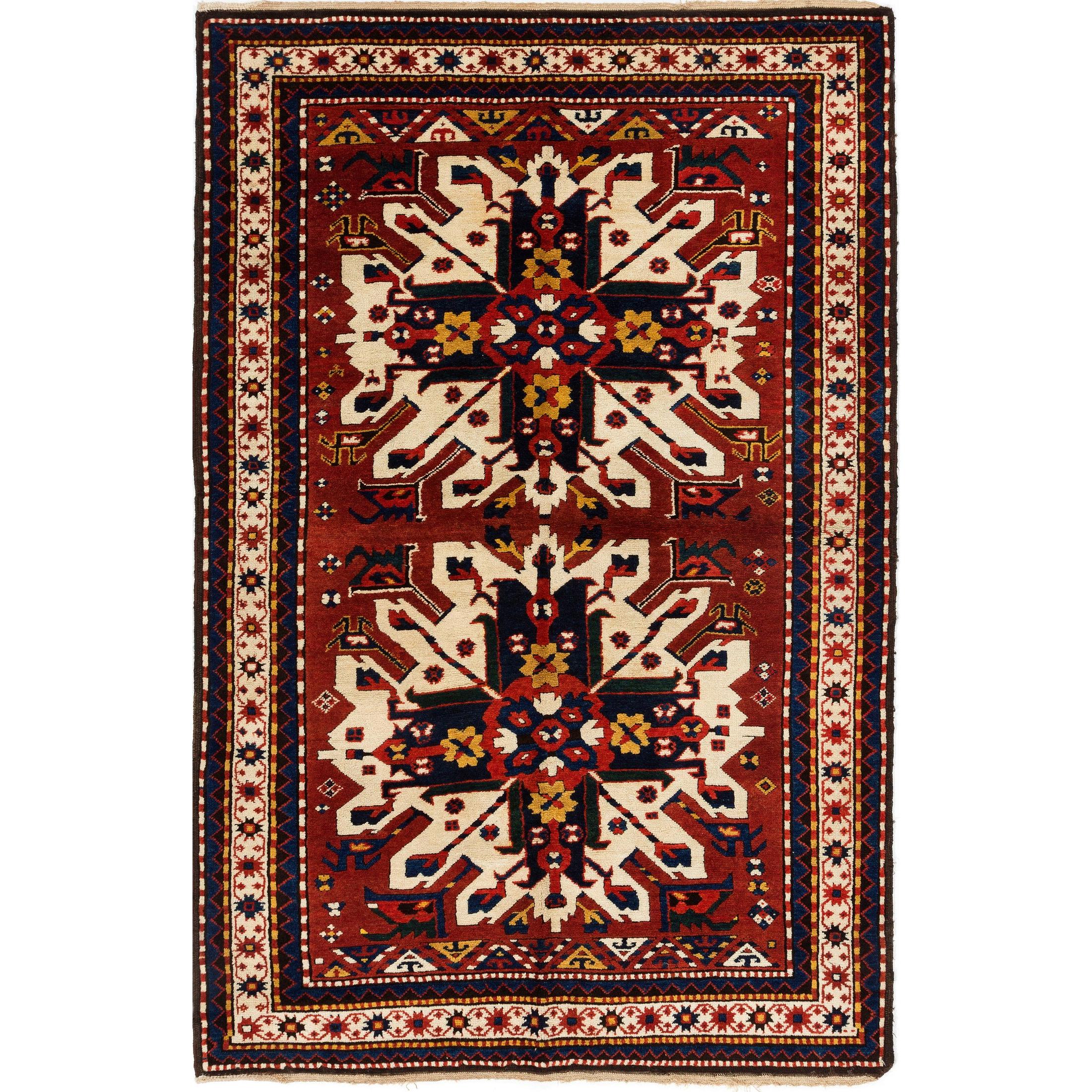 Antique Caucasian Chelaberd, so called Sunburst or Eagle Kazak Rug. circa 1890