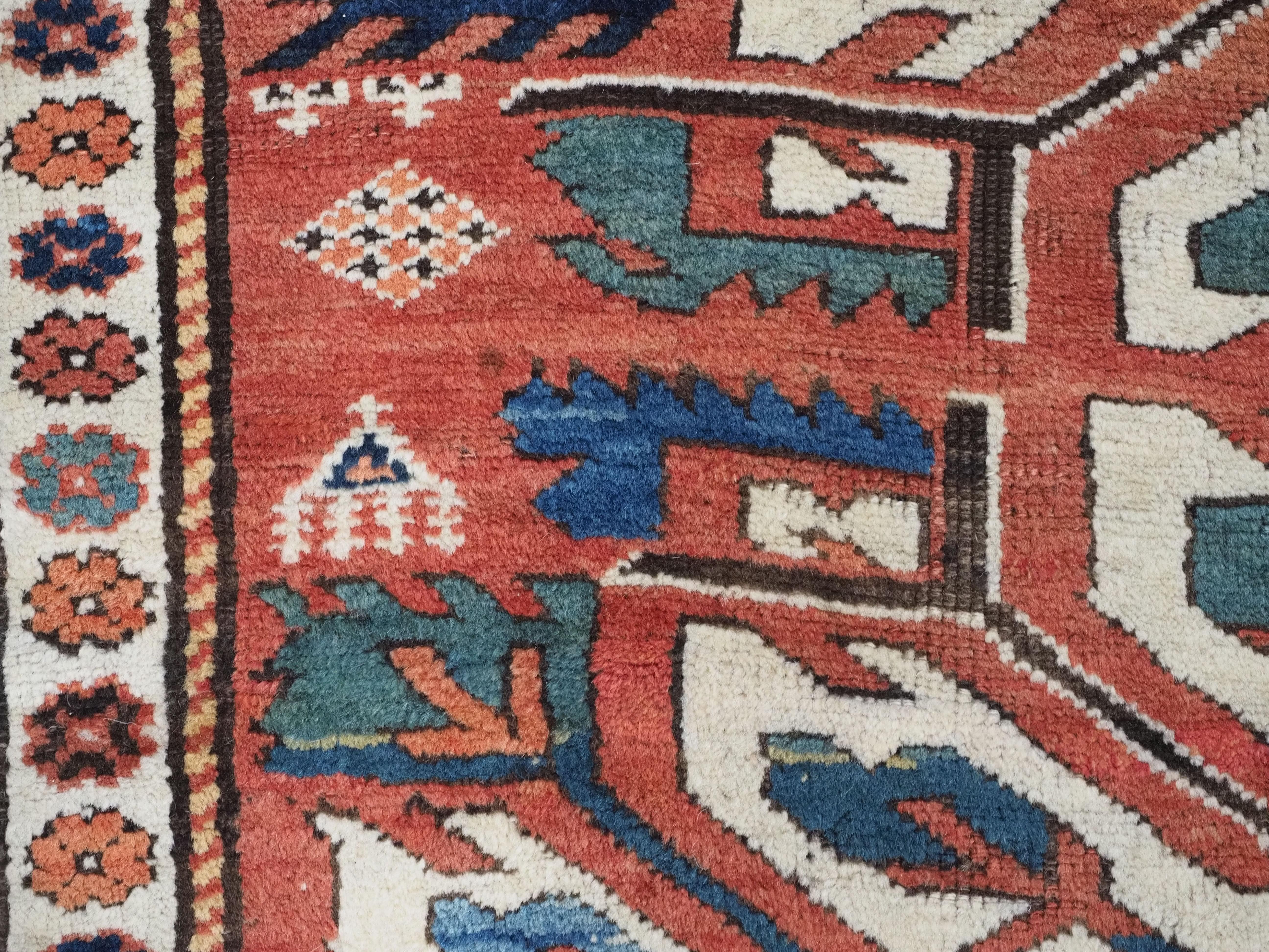 Antique Caucasian Chelaberd Kazak triple medallion rug, circa 1890. For Sale 8